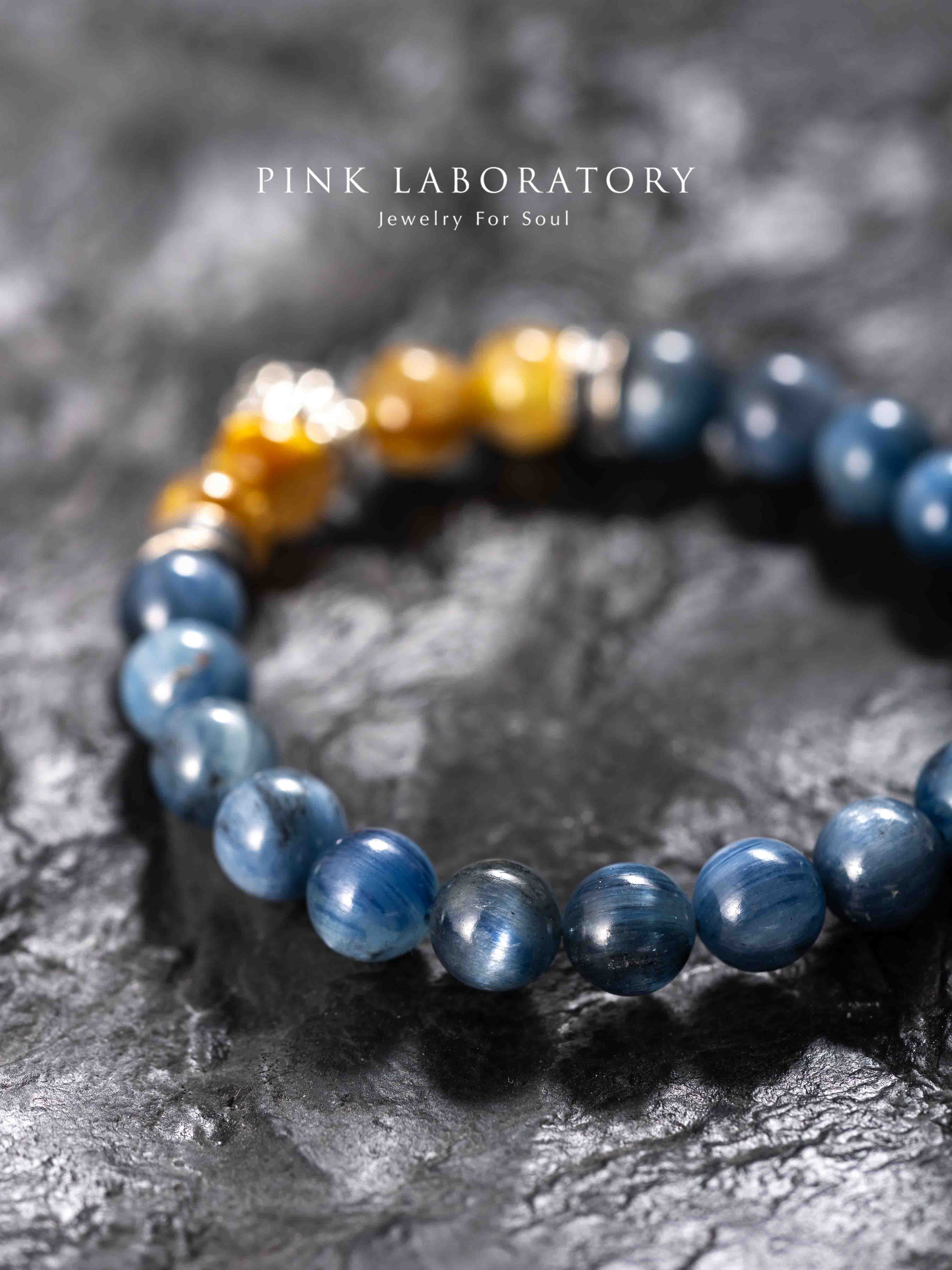 藍晶石金鈦晶如意結925純銀手鍊