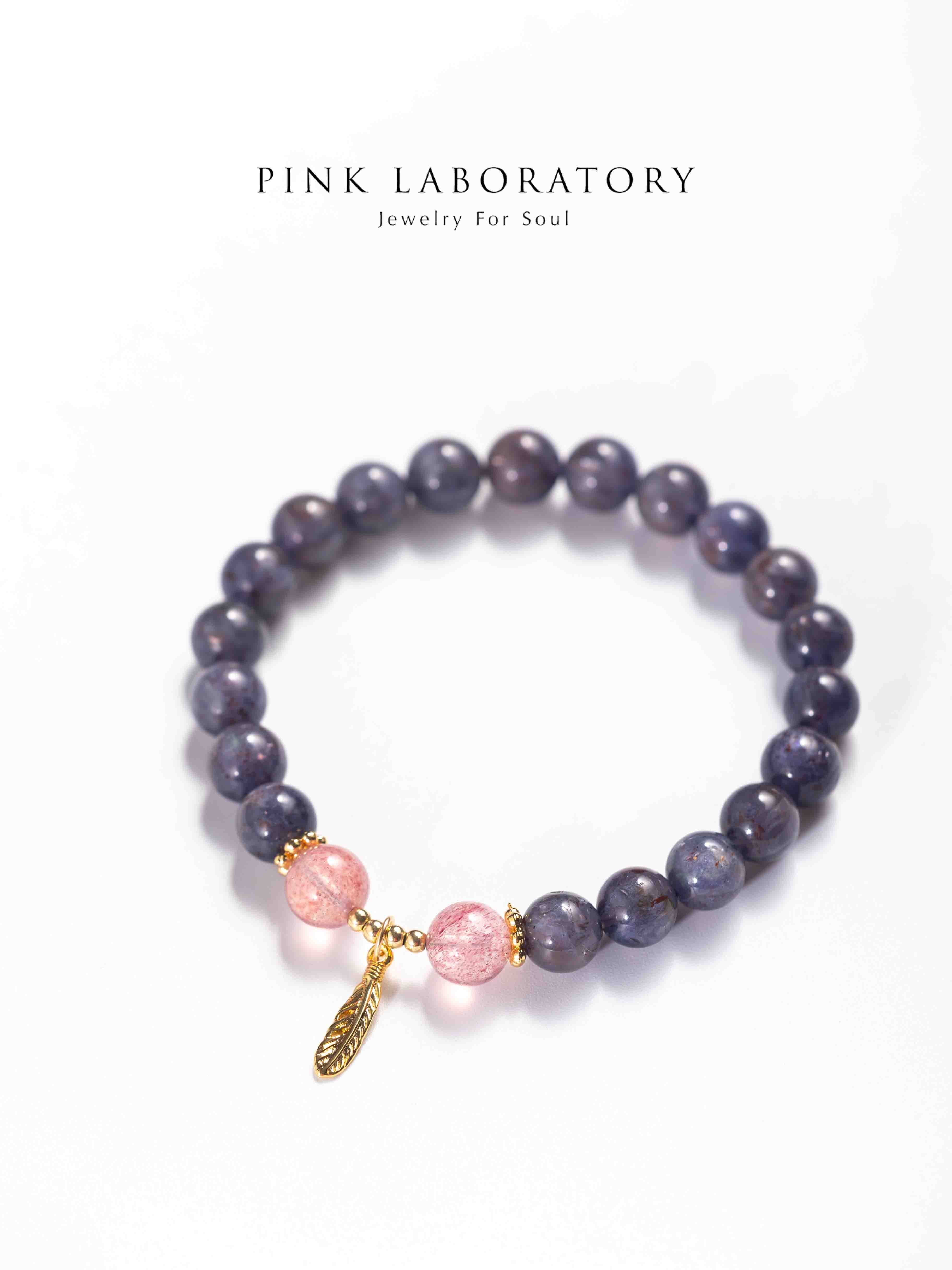 堇青石草莓晶14K鍍金手鍊