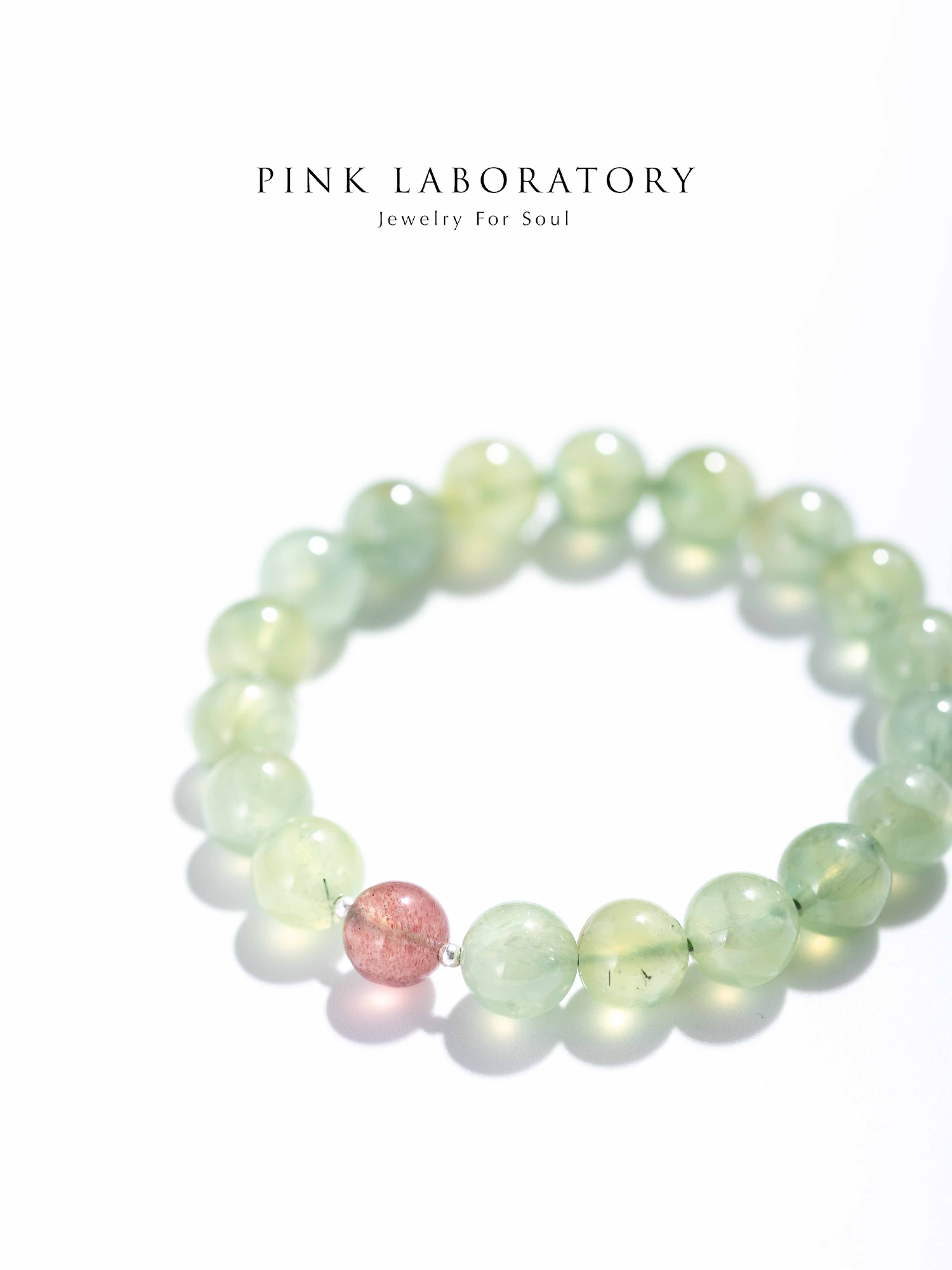 葡萄石草莓晶925純銀手鍊