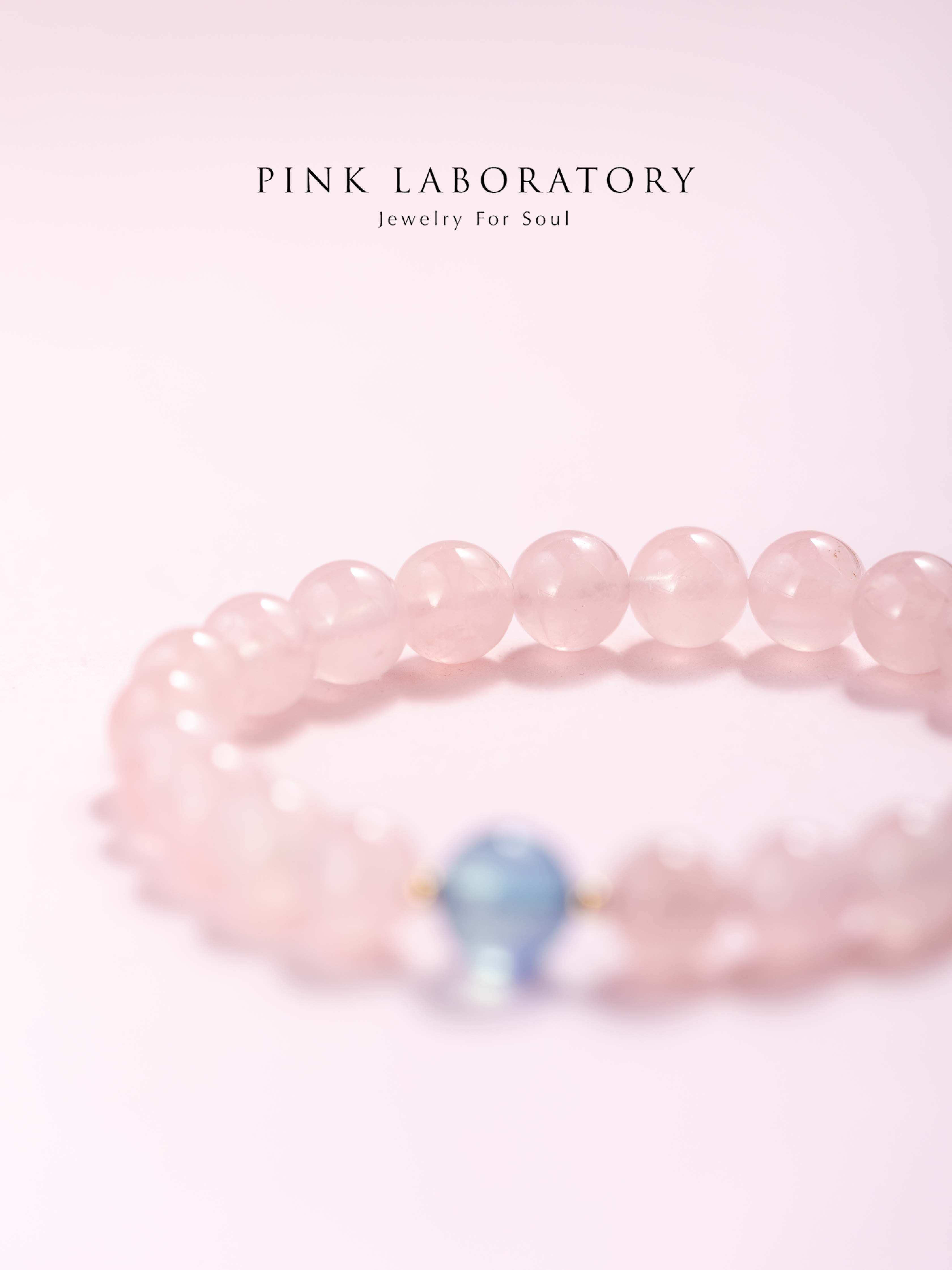 粉水晶海藍寶14K包金手鍊