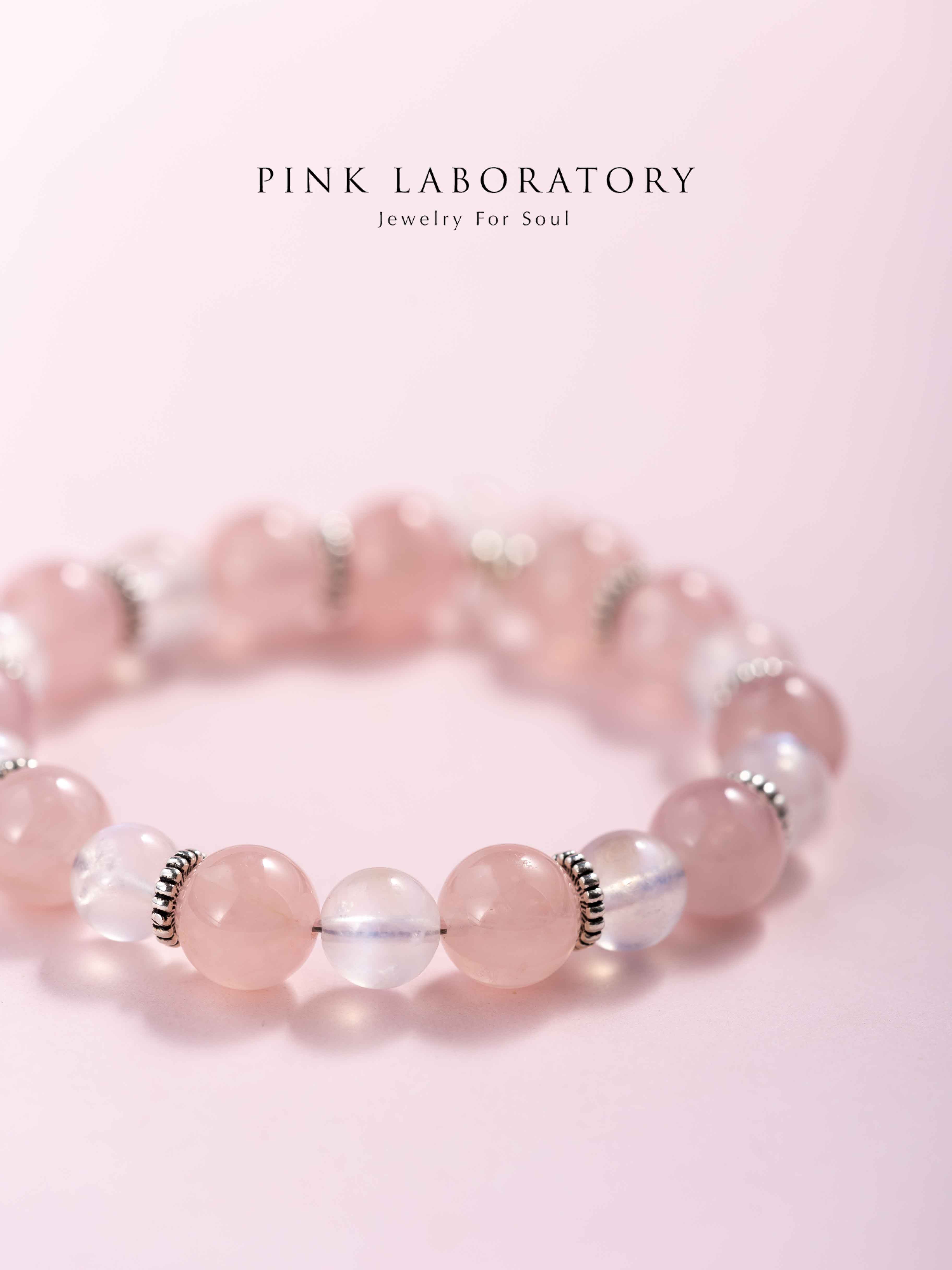 粉水晶月光石925純銀手鍊