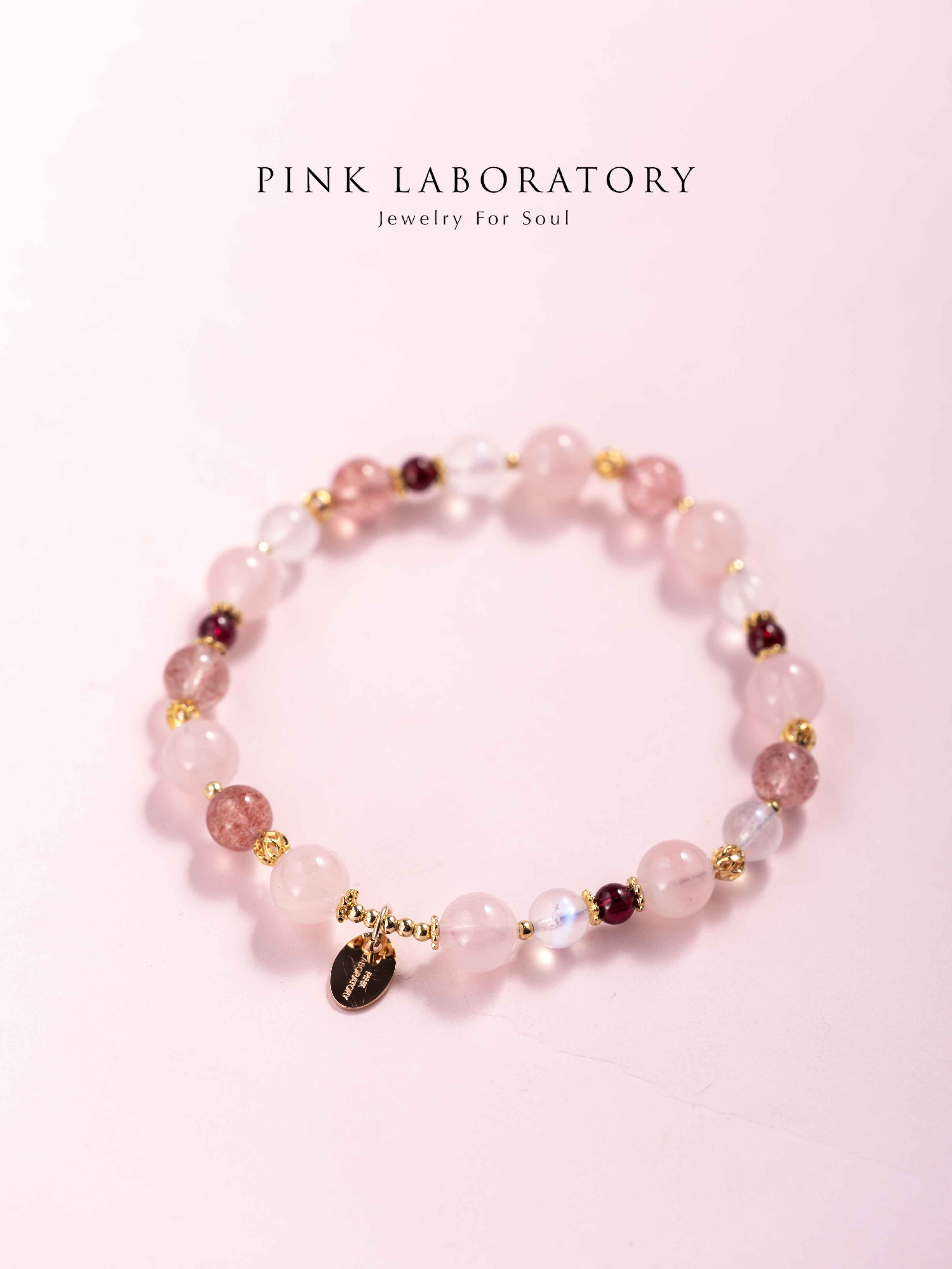 粉水晶草莓晶月光石手鍊