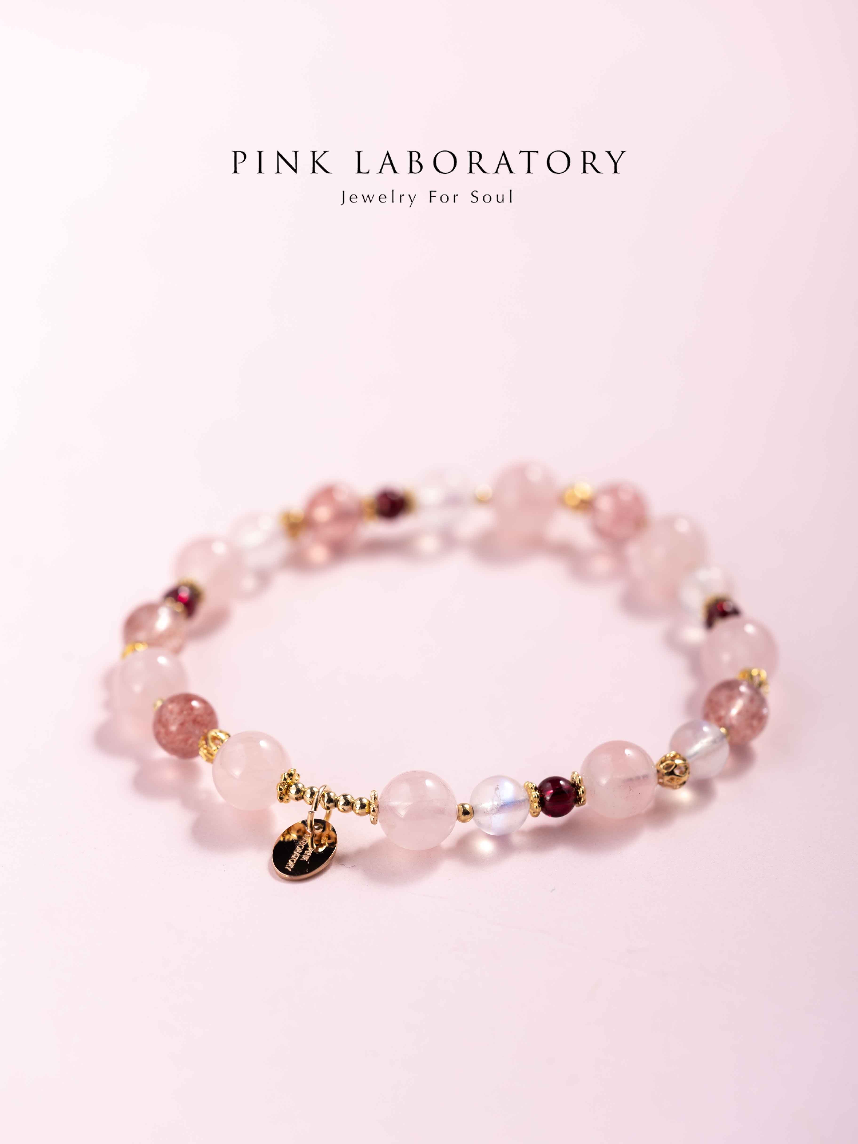 粉水晶草莓晶月光石手鍊