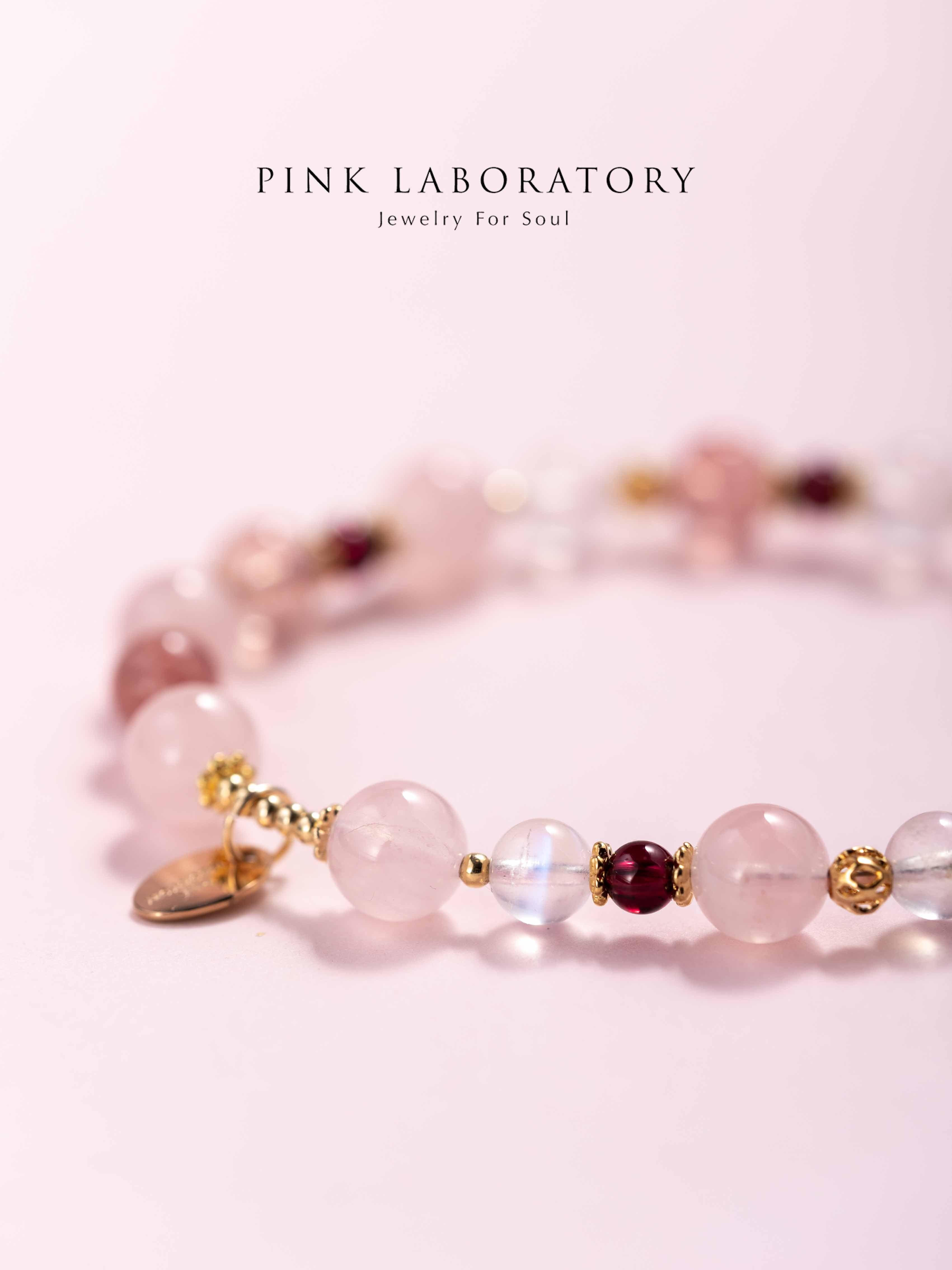 粉水晶草莓晶月光石手鍊