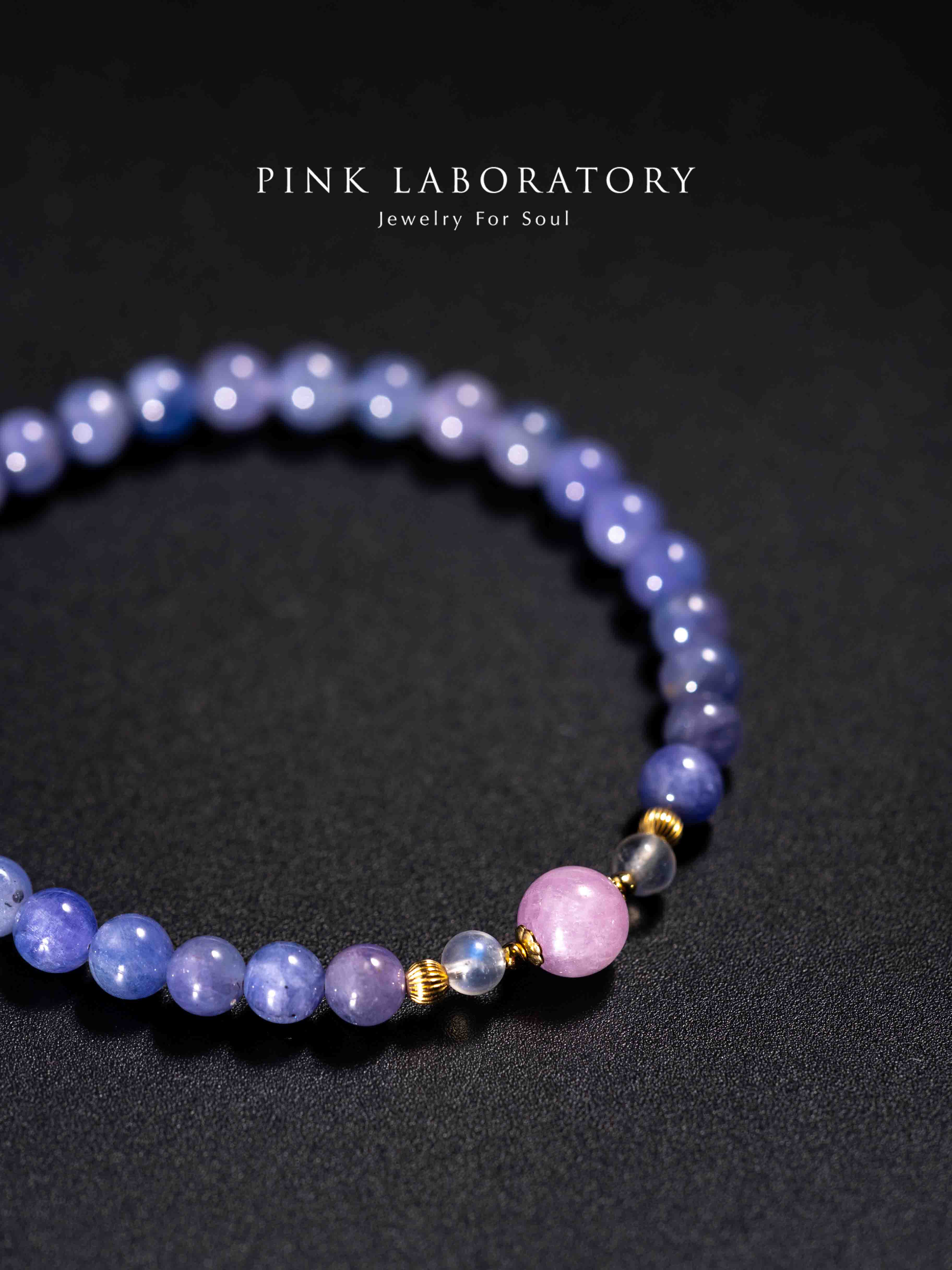 坦桑石紫鋰輝石14k包金手鍊