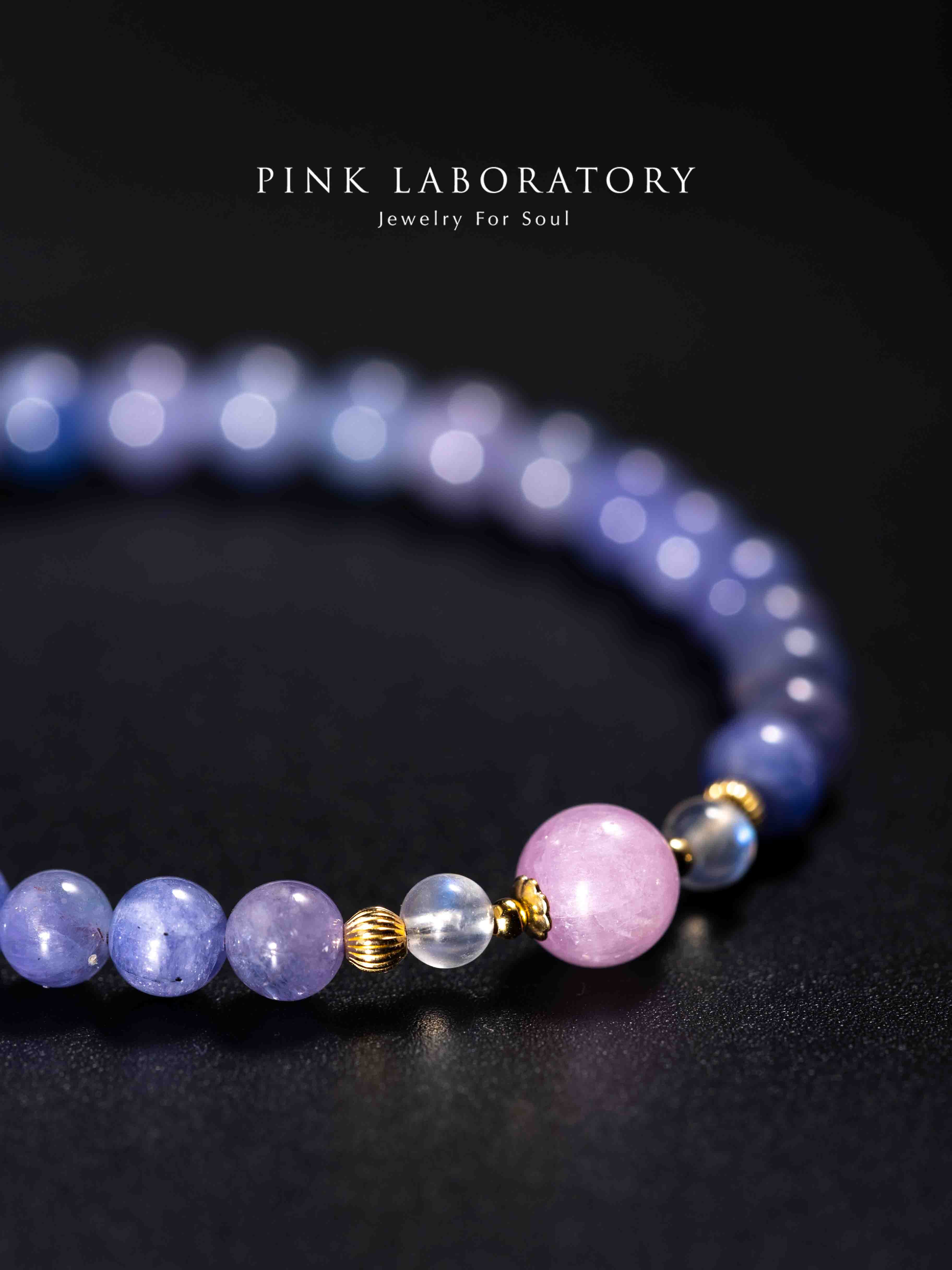 坦桑石紫鋰輝石14k包金手鍊