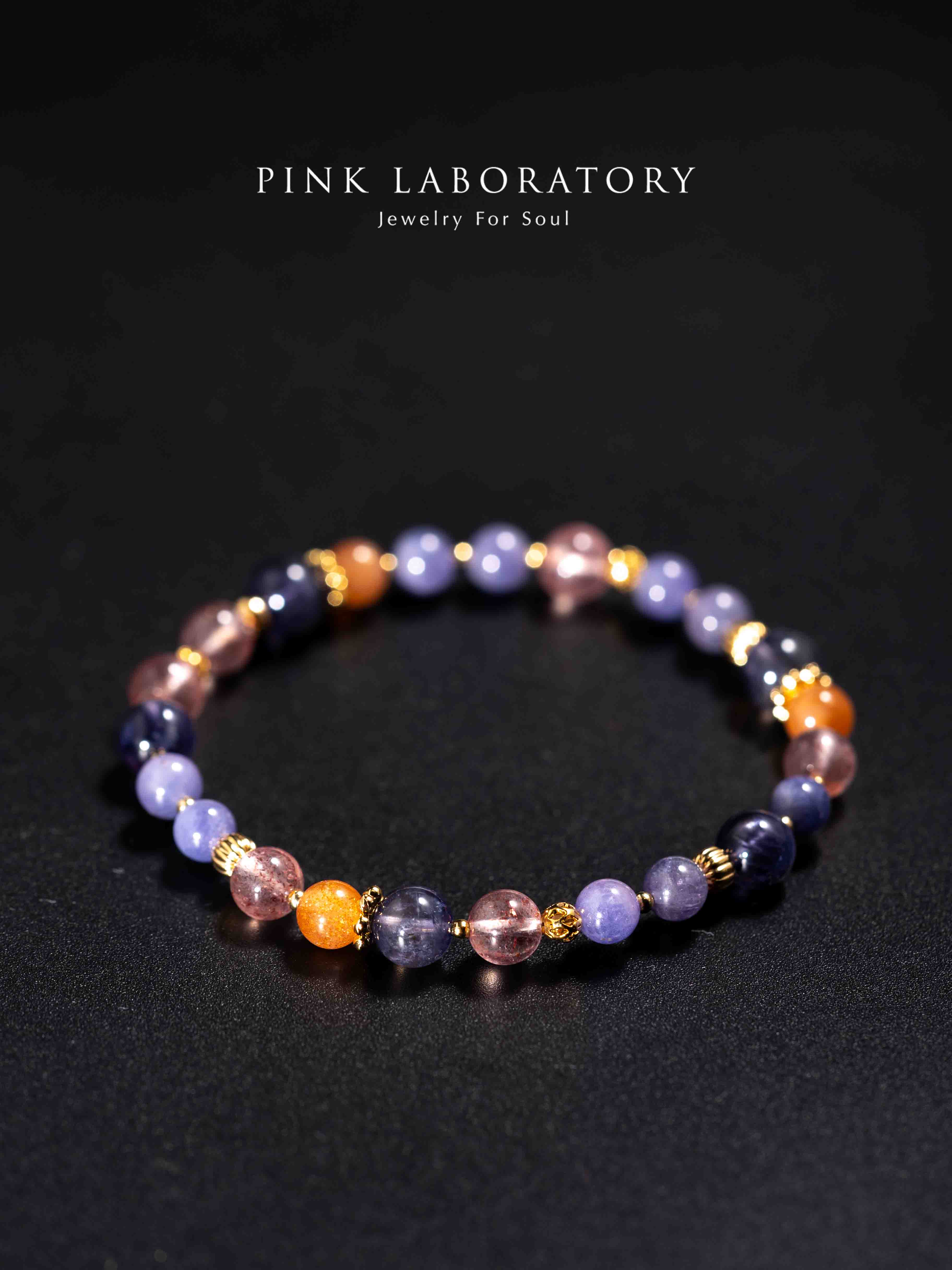 坦桑石菫青石草莓晶14k鍍金手鍊