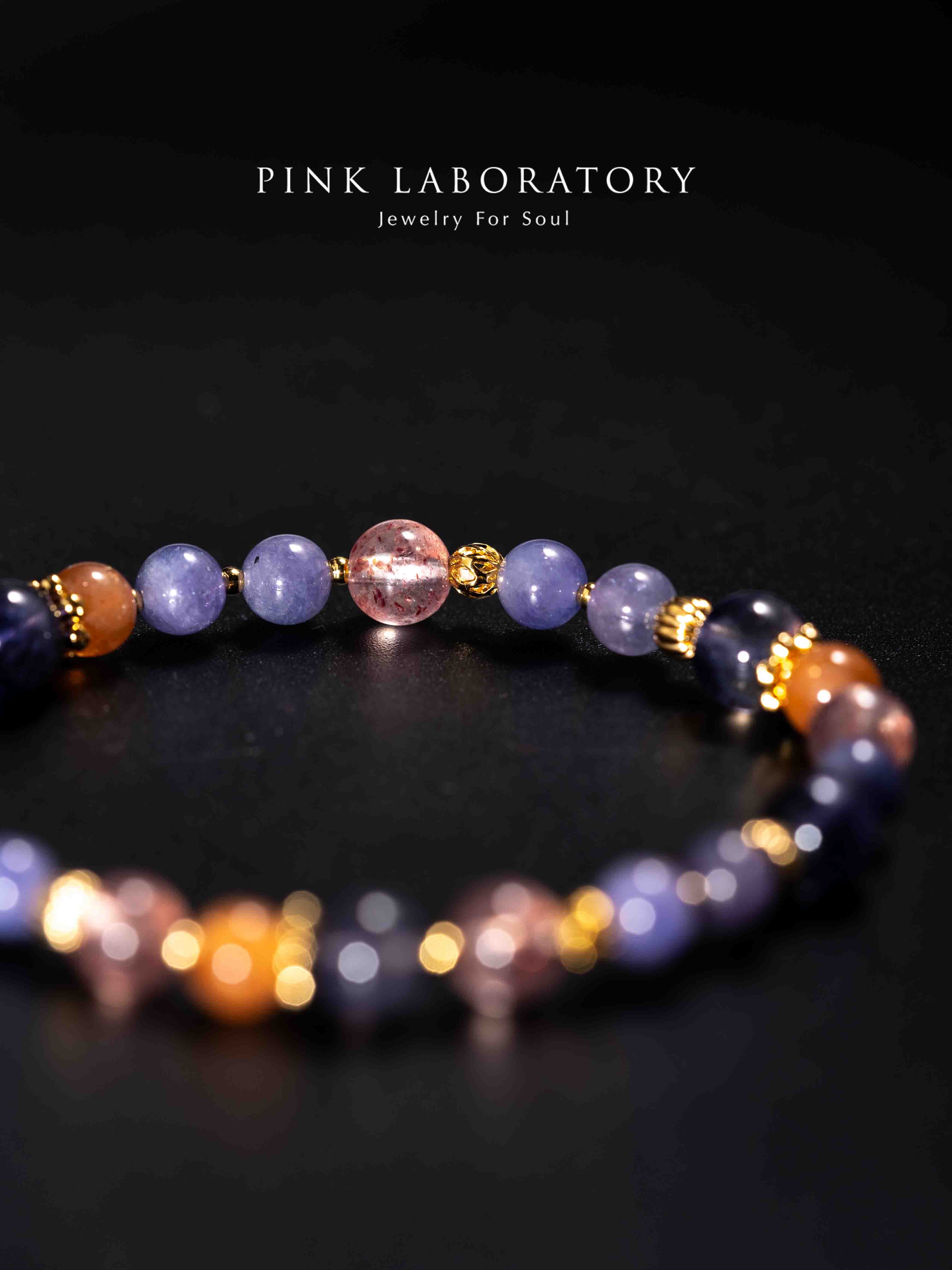 坦桑石菫青石草莓晶14k鍍金手鍊