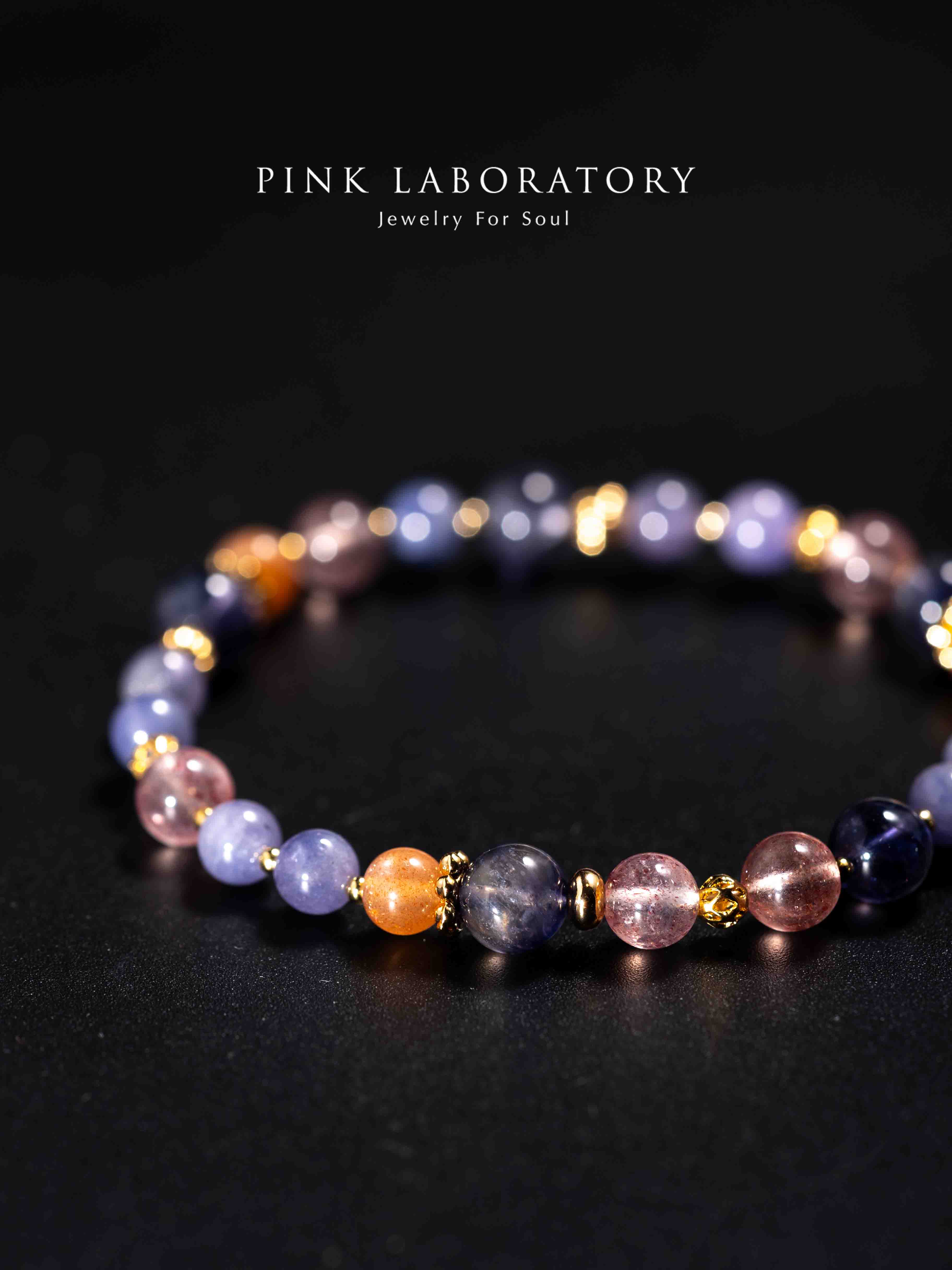 坦桑石菫青石草莓晶14k鍍金手鍊