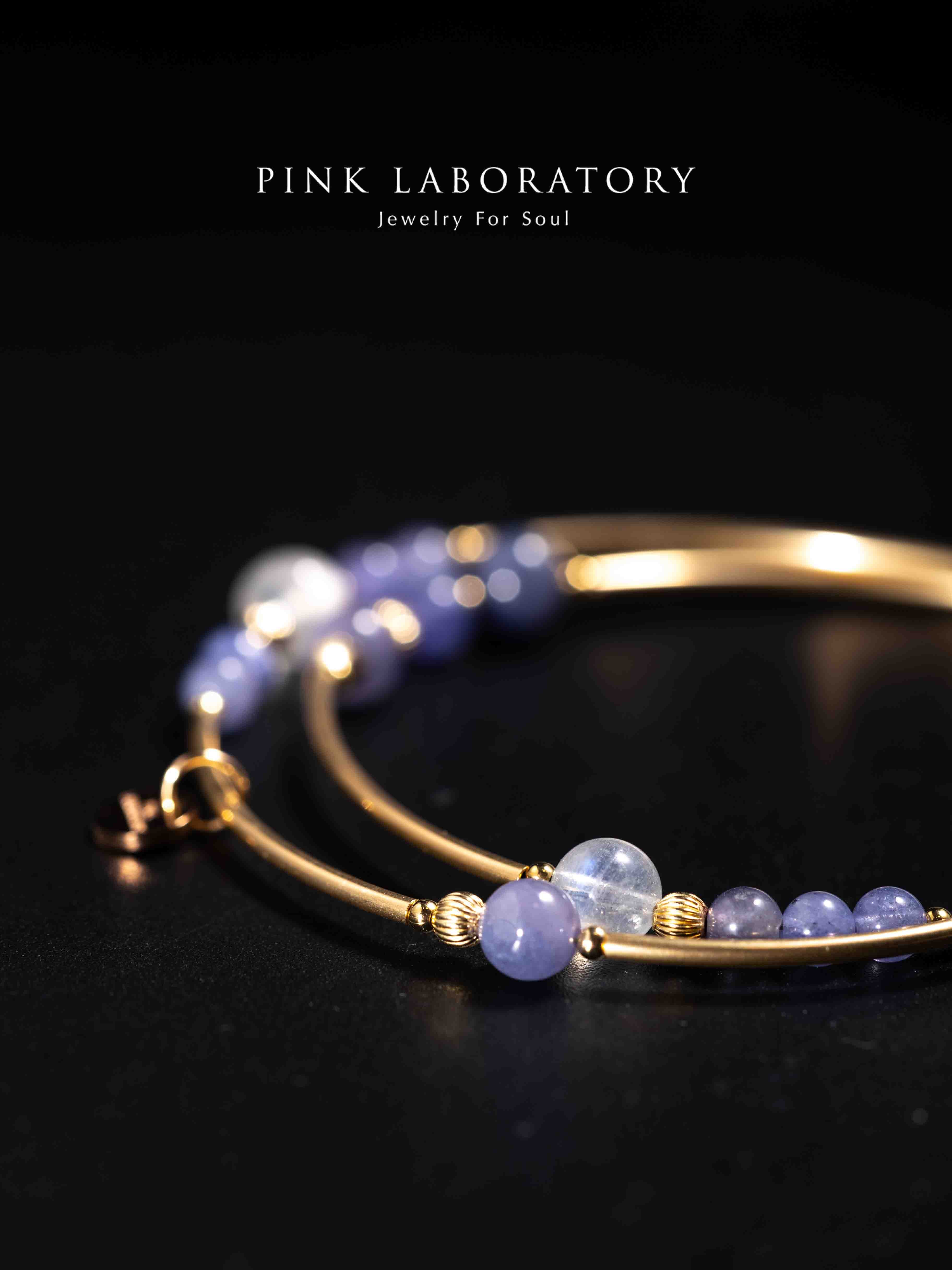 坦桑石月光石14k包金手鍊