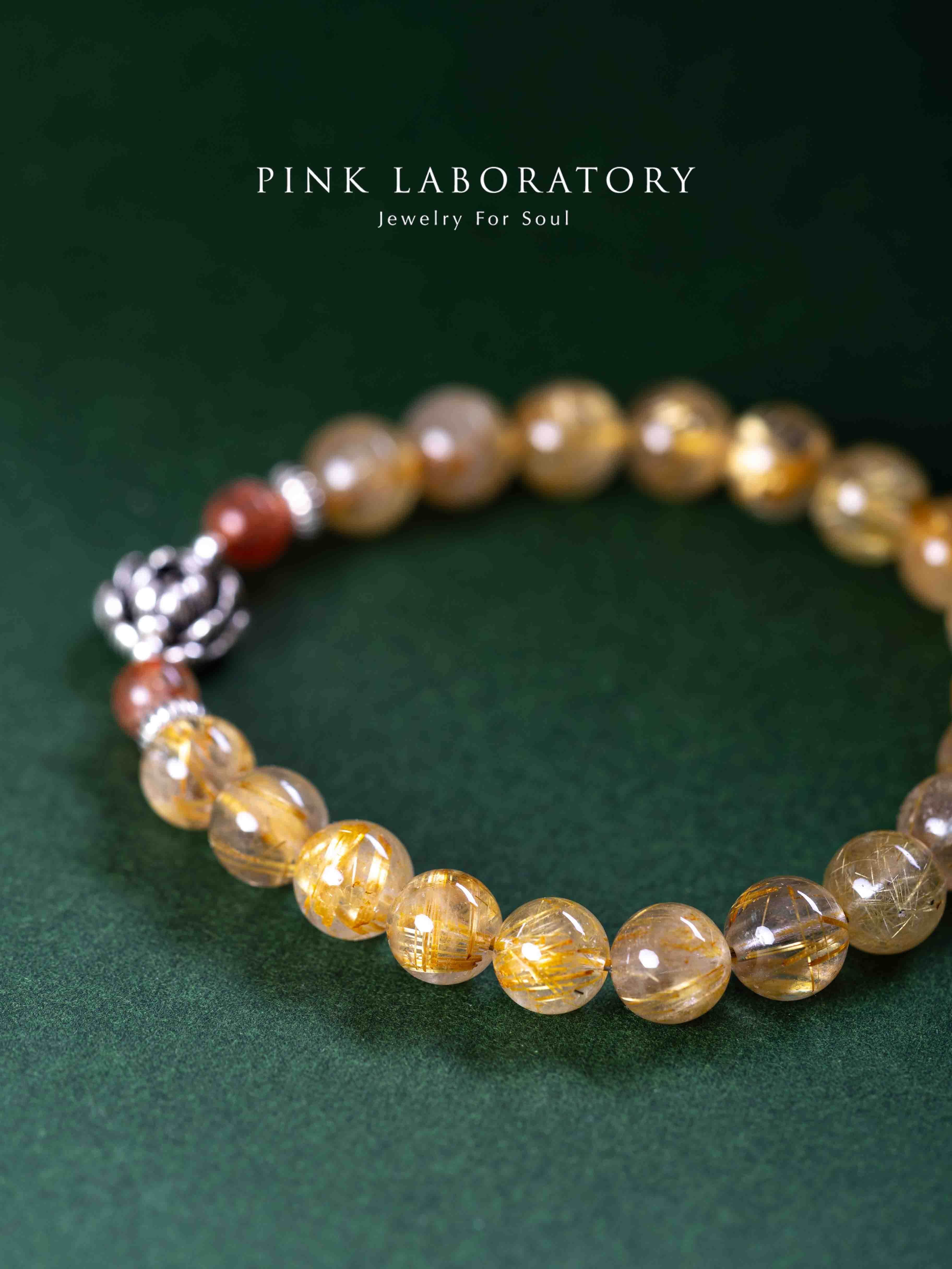 金髮晶金太陽石925純銀手鍊