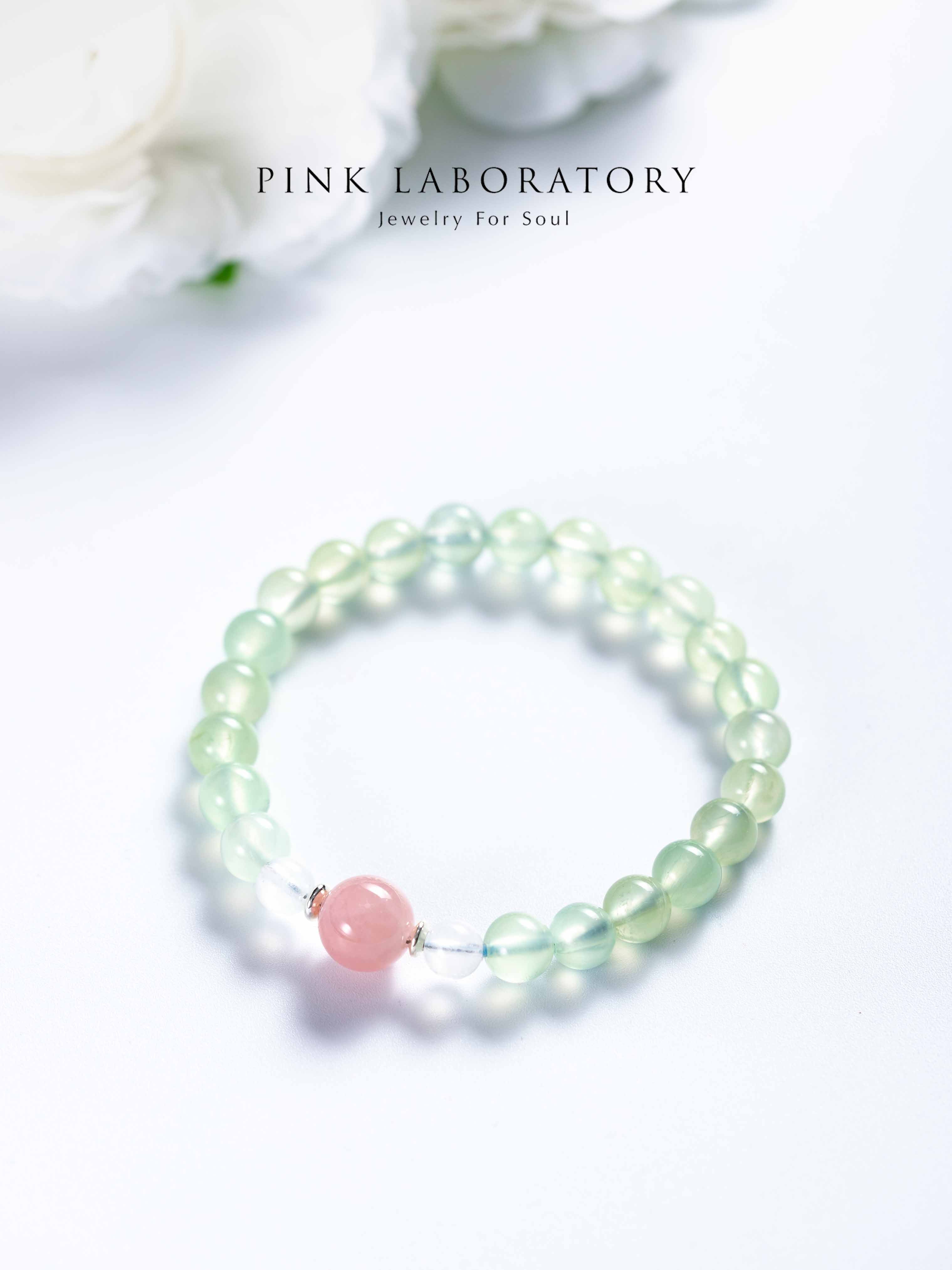 葡萄石月光石粉水晶925純銀手鍊