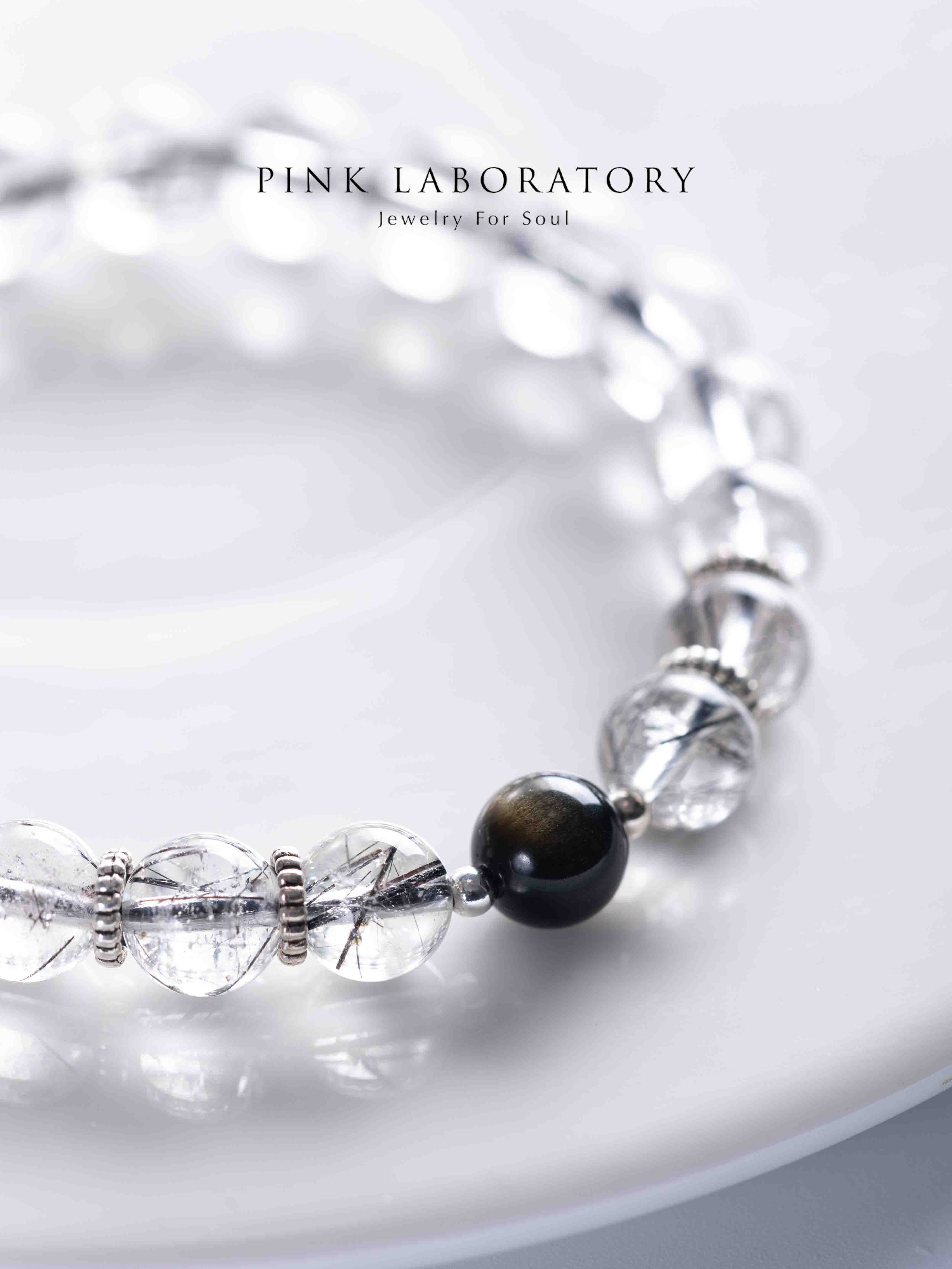 8mm黑髮晶黑曜石925純銀手鍊