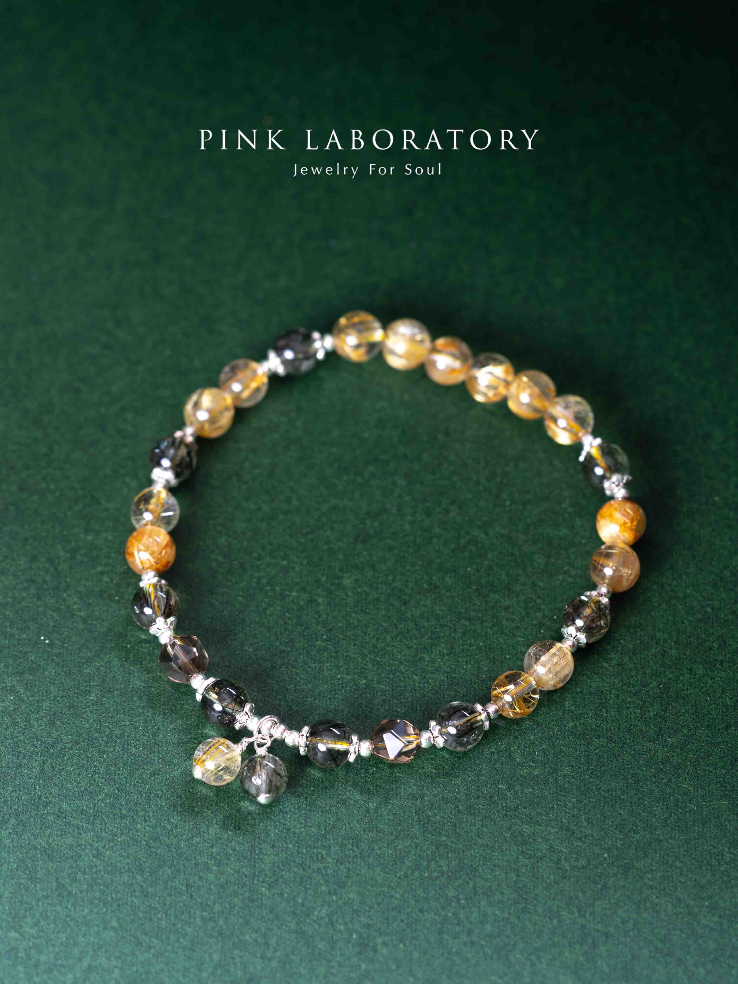 金髮晶綠碧髮晶茶水晶925純銀手鍊