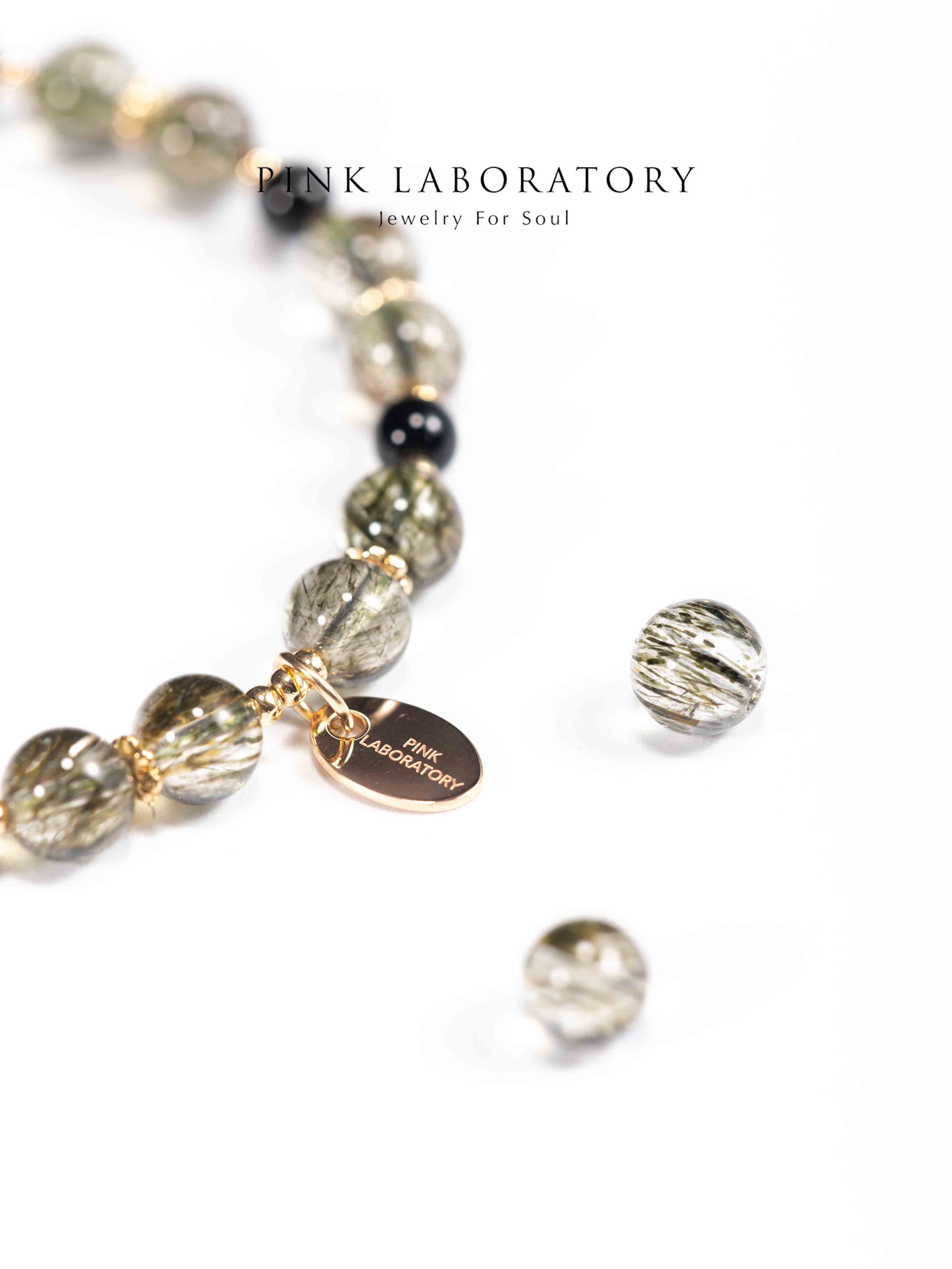 綠碧髮晶黑瑪瑙14KGF手鍊