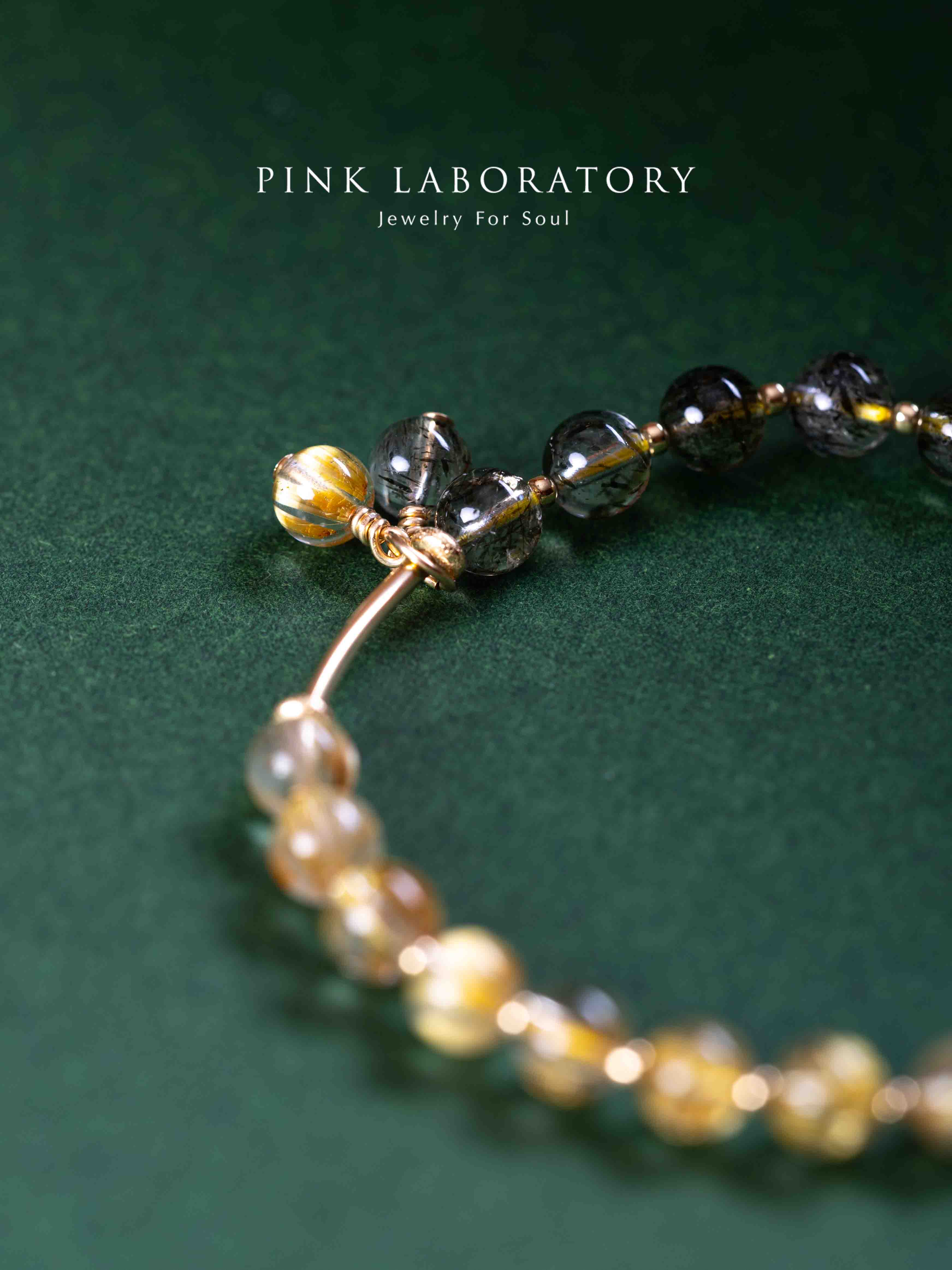 金髮晶綠碧髮晶招財14KGF手鍊