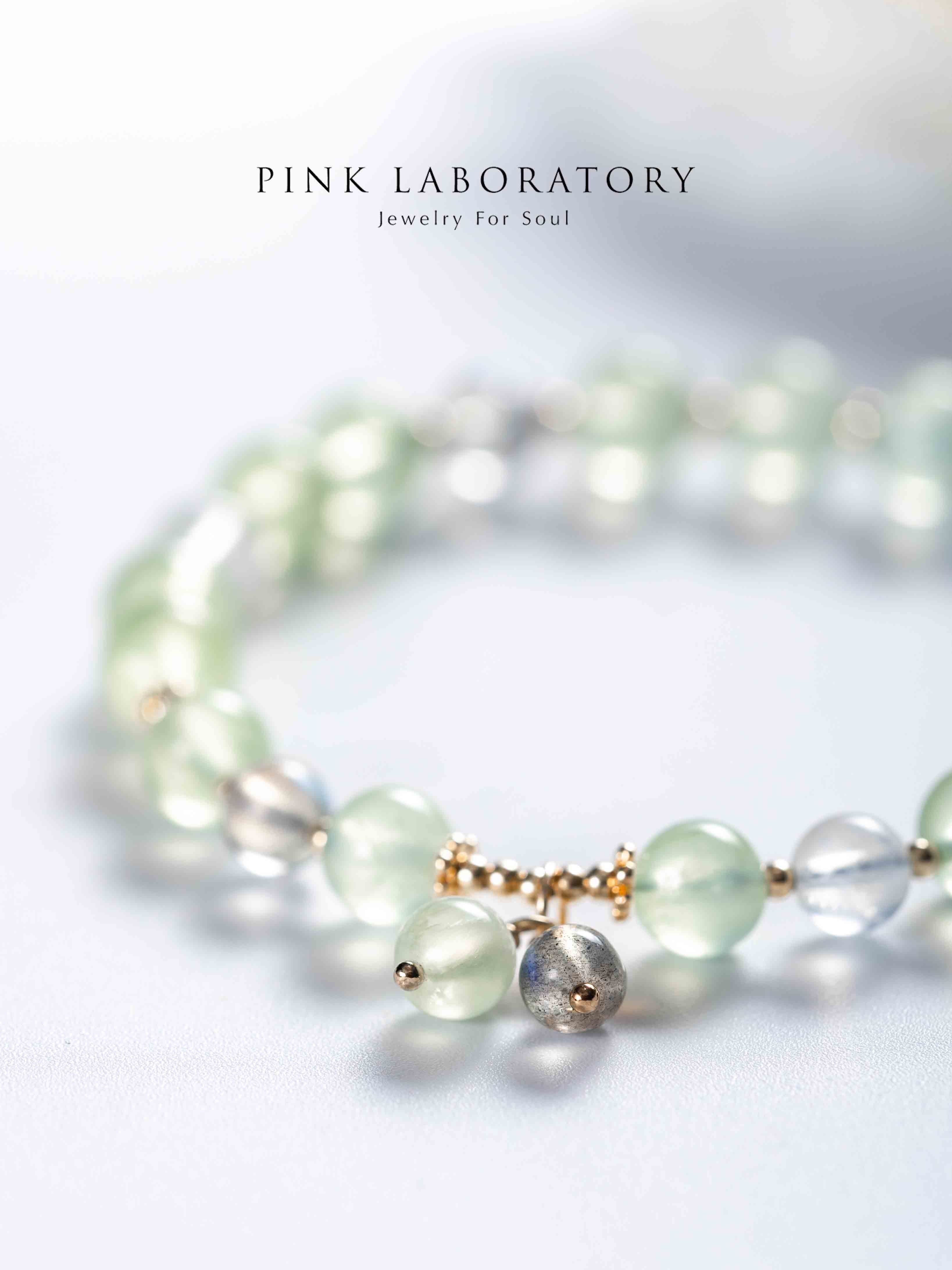 葡萄石拉長石月光石14K鍍金手鍊