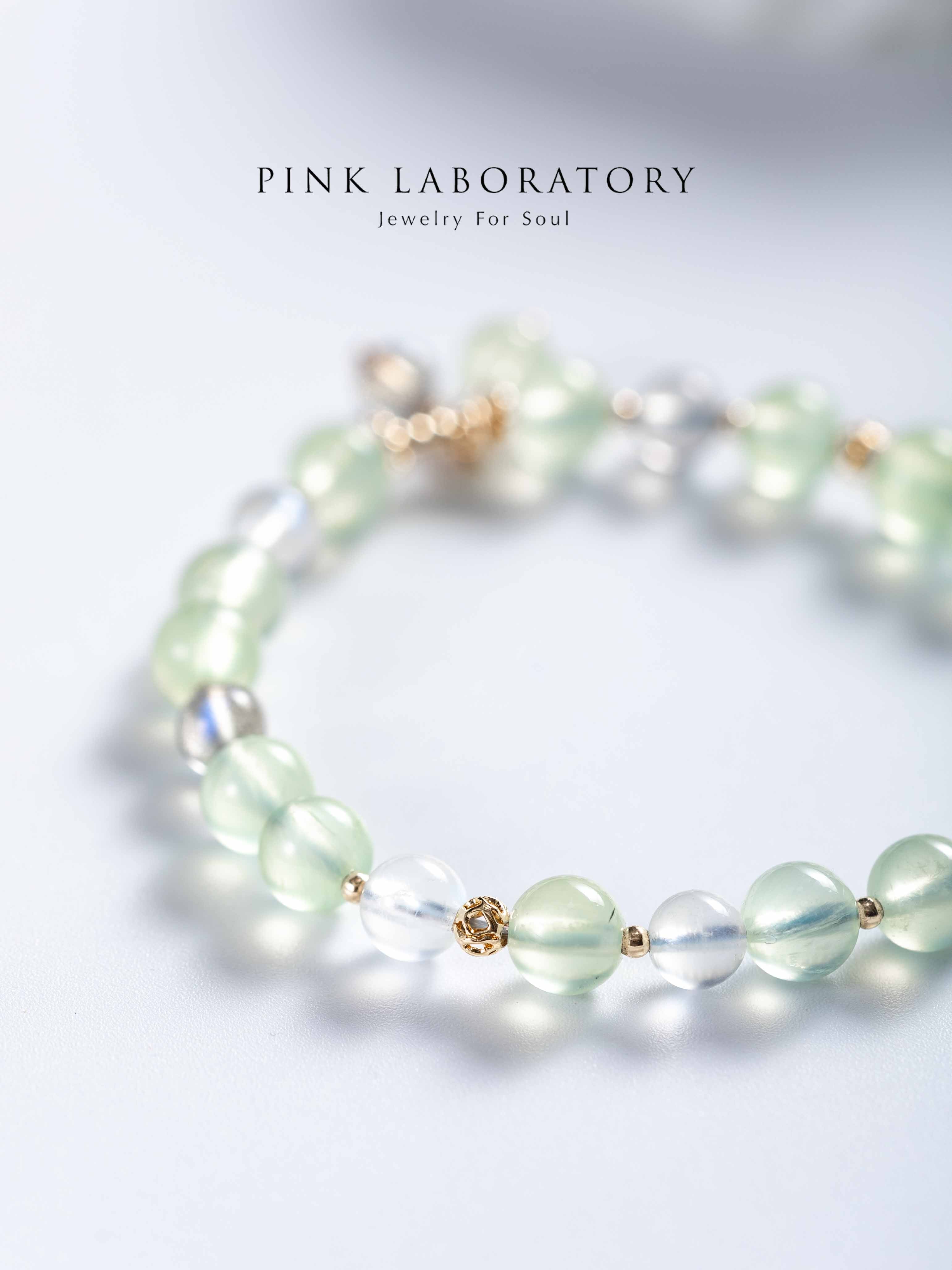 葡萄石拉長石月光石14K鍍金手鍊