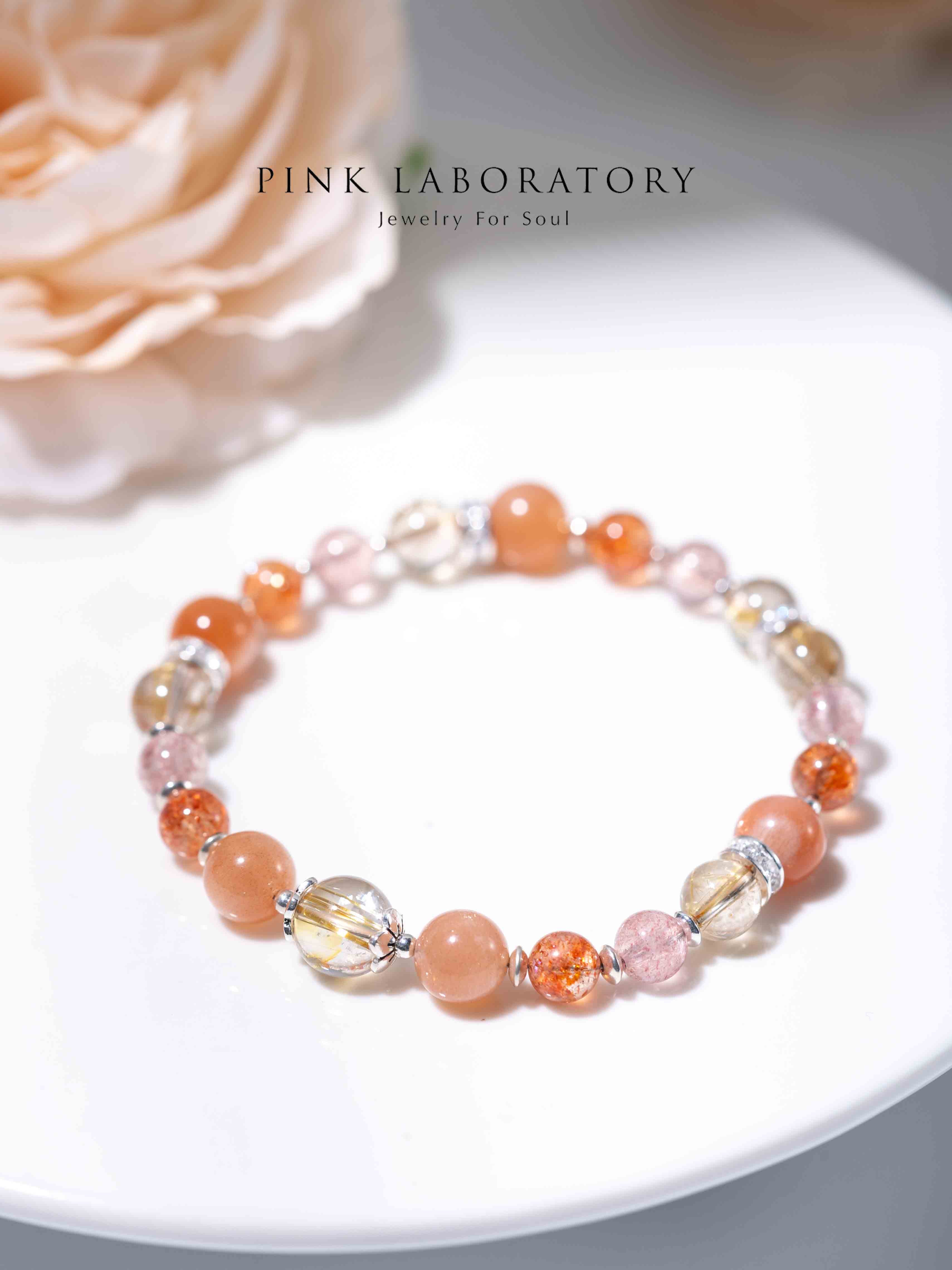 金太陽石金鈦晶草莓晶925純銀手鍊