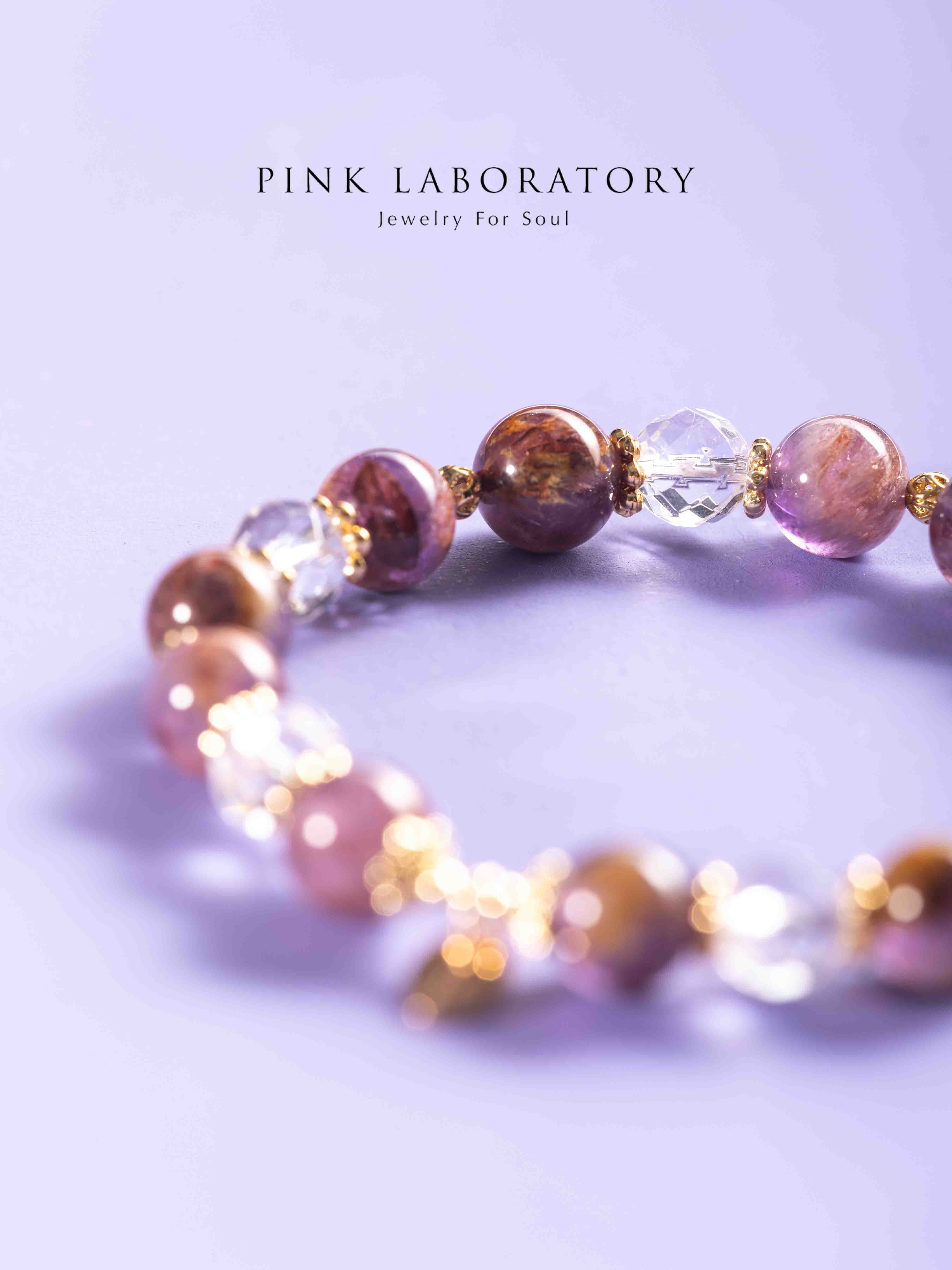 紫幽靈白水晶14K鍍金手鍊