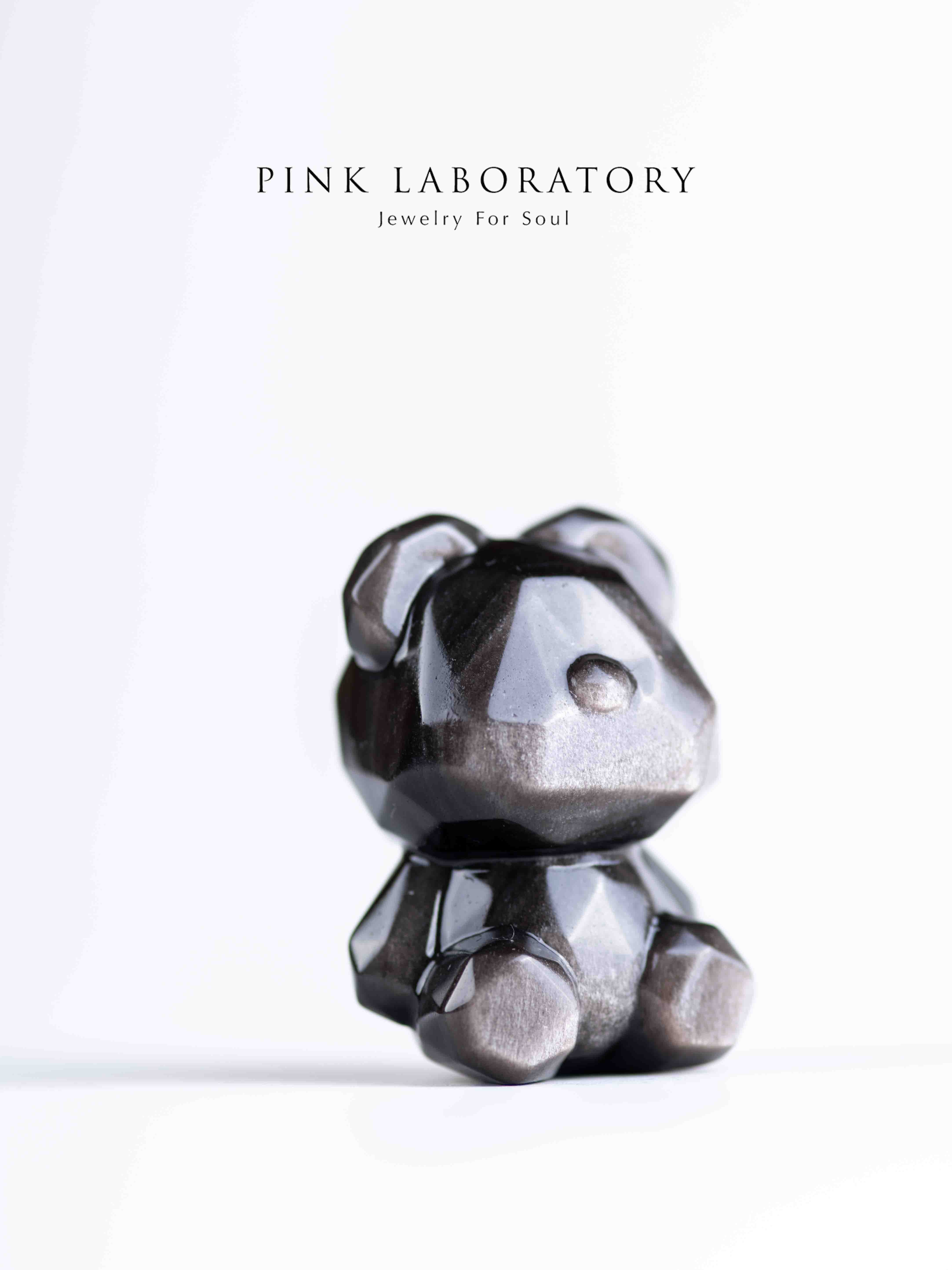 銀曜石小熊|招財防小人水晶擺件