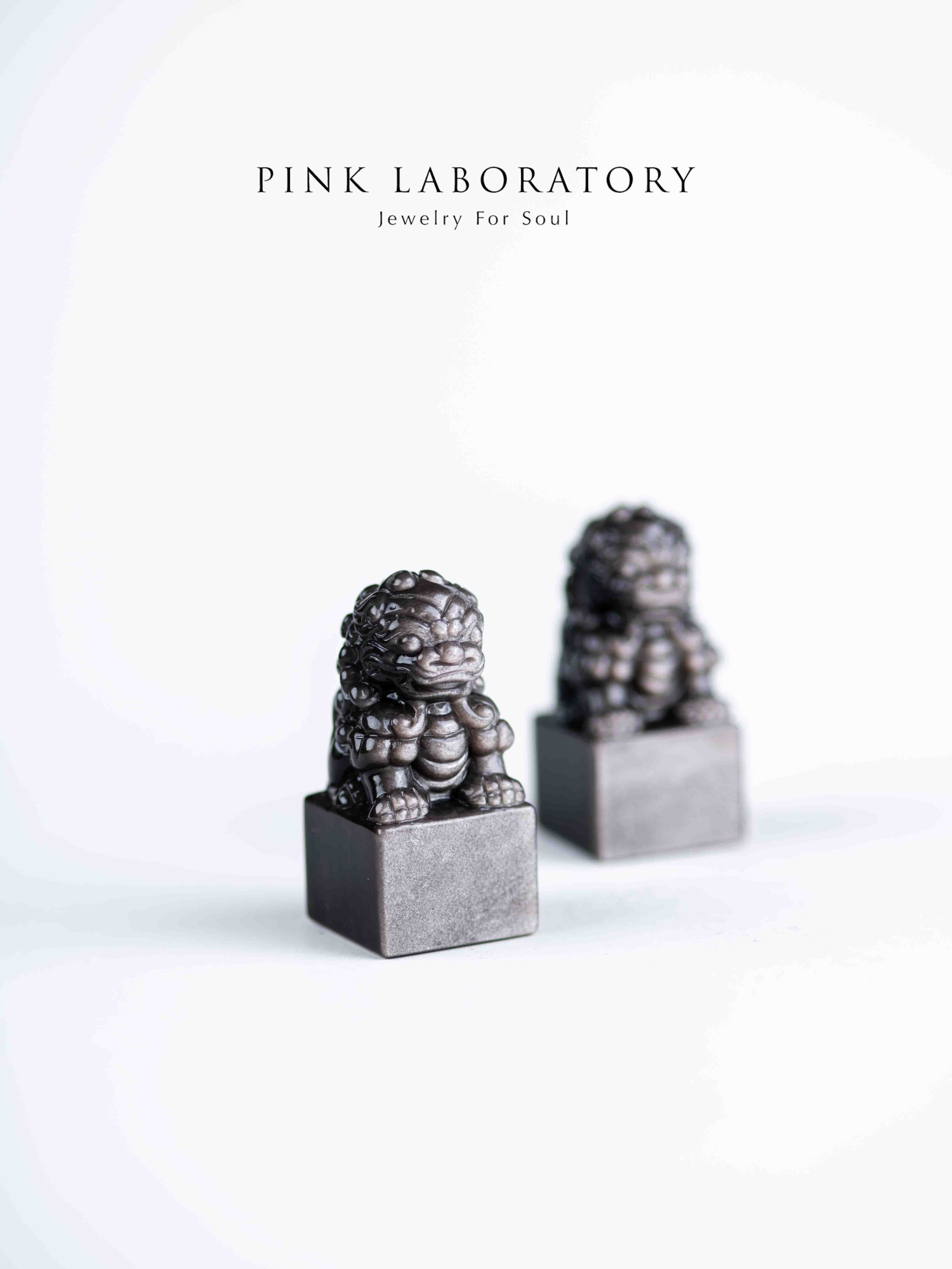 銀曜石辟邪獅子|招財防小人水晶擺件