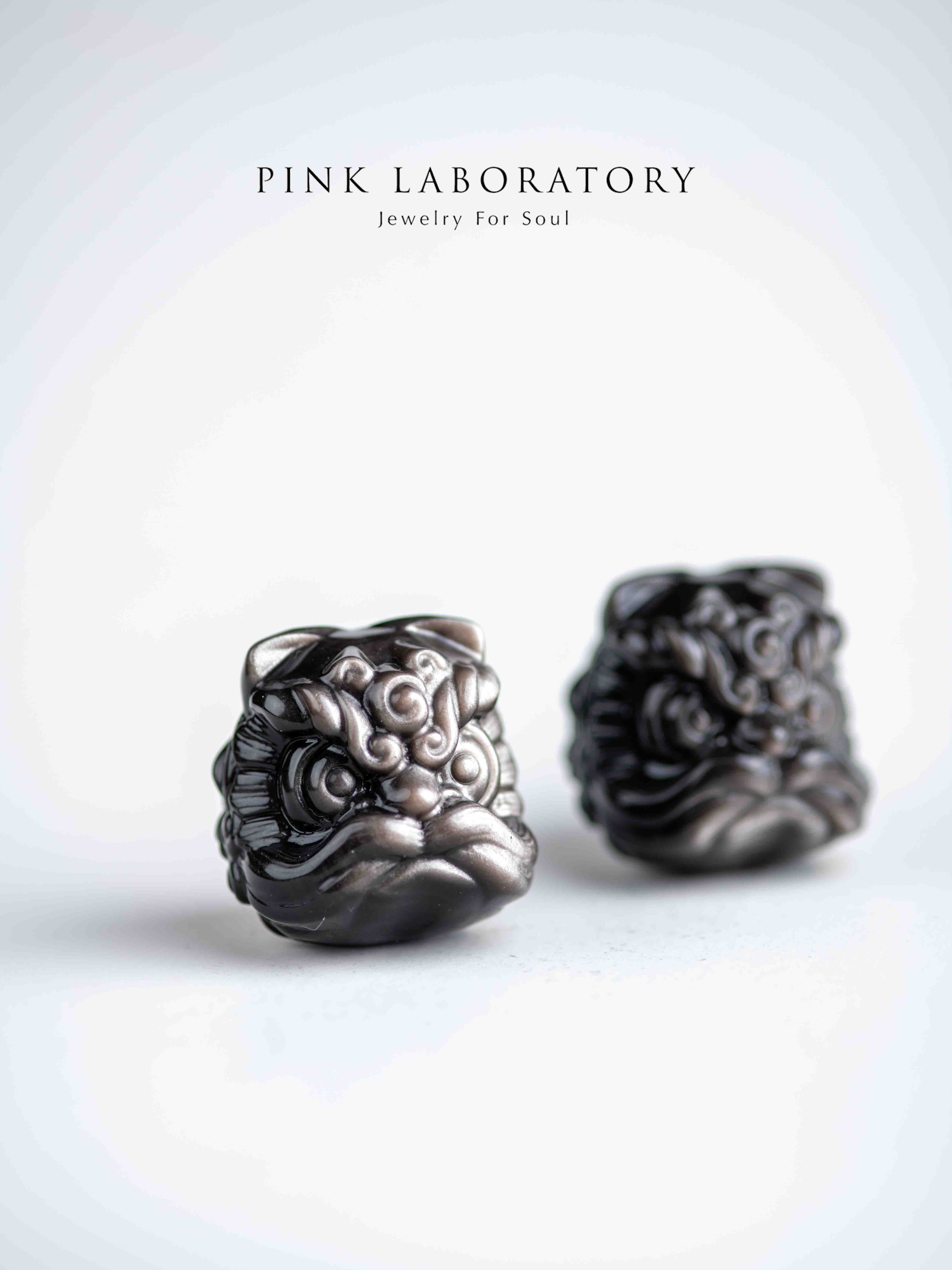 銀曜石招財辟邪醒獅|招財防小人水晶擺件