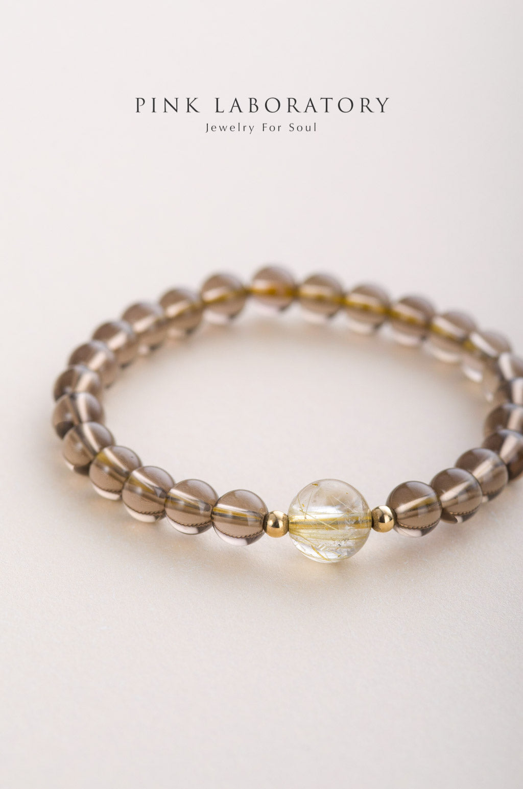 茶水晶金髮晶煙晶手鍊 | 6mm | 14K包金