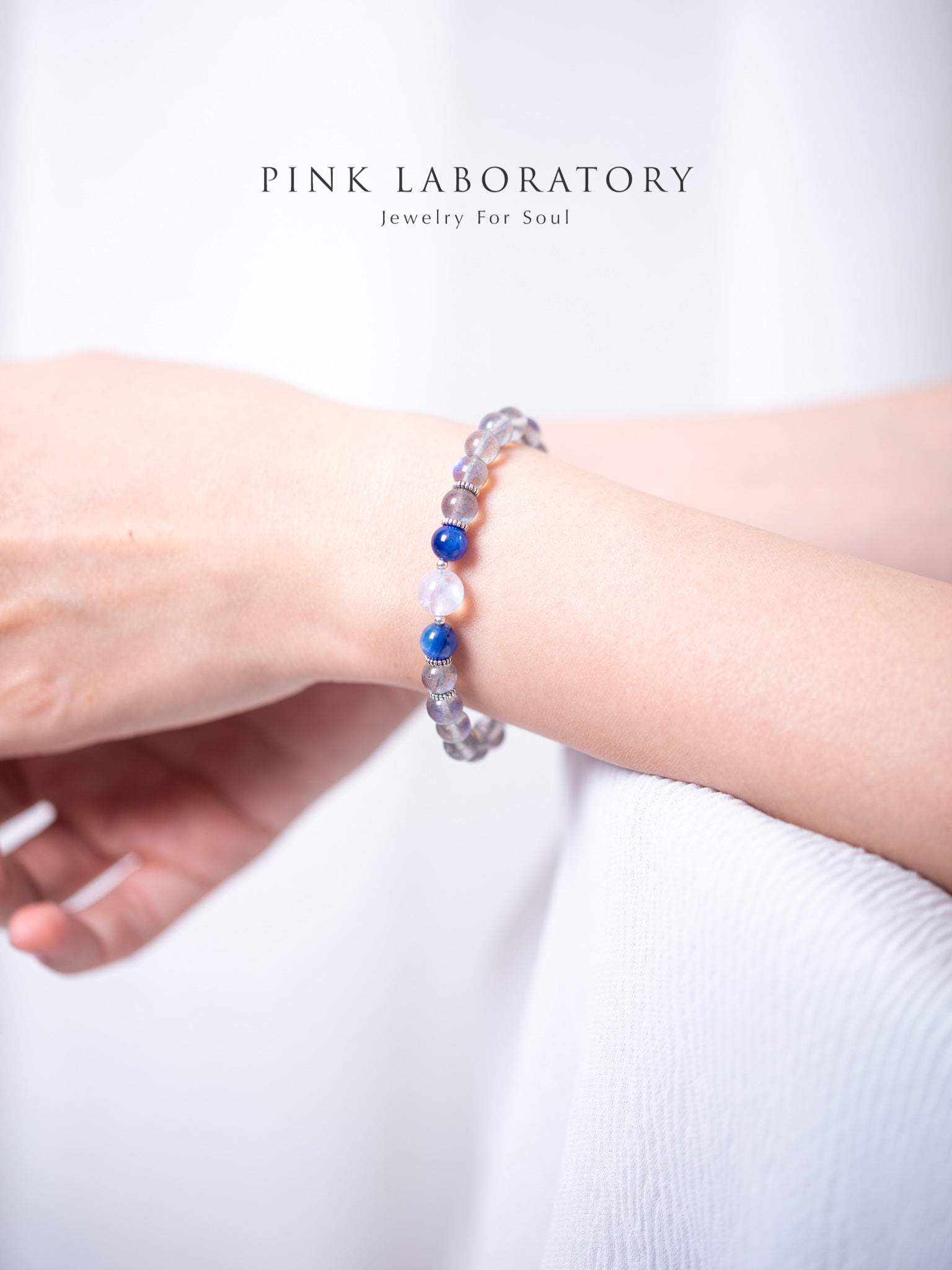 拉長石藍晶石925純銀手鍊