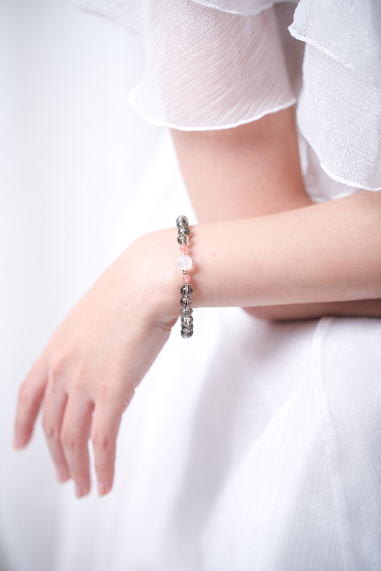 綠碧髮晶 月光石手鍊