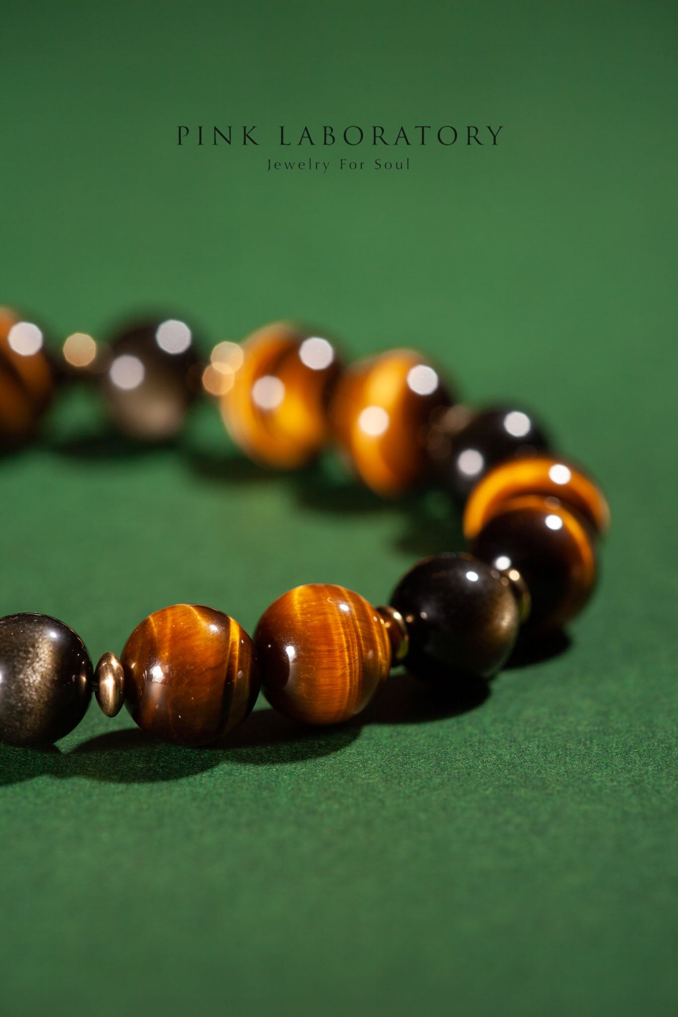 虎眼石黑曜石黃銅手鍊