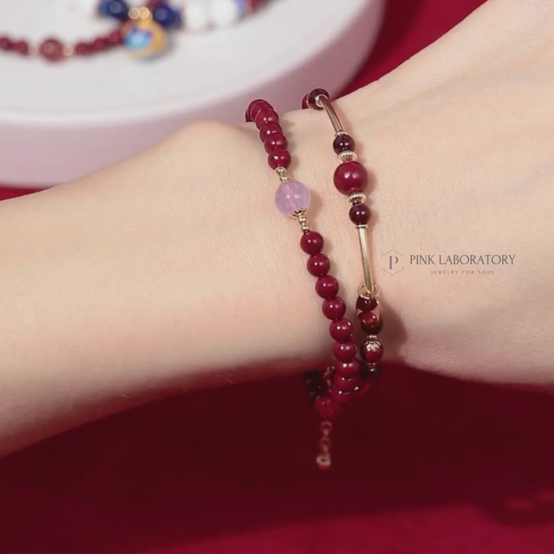 硃砂紫金砂4mm手鍊 | 石榴石14KGF手環