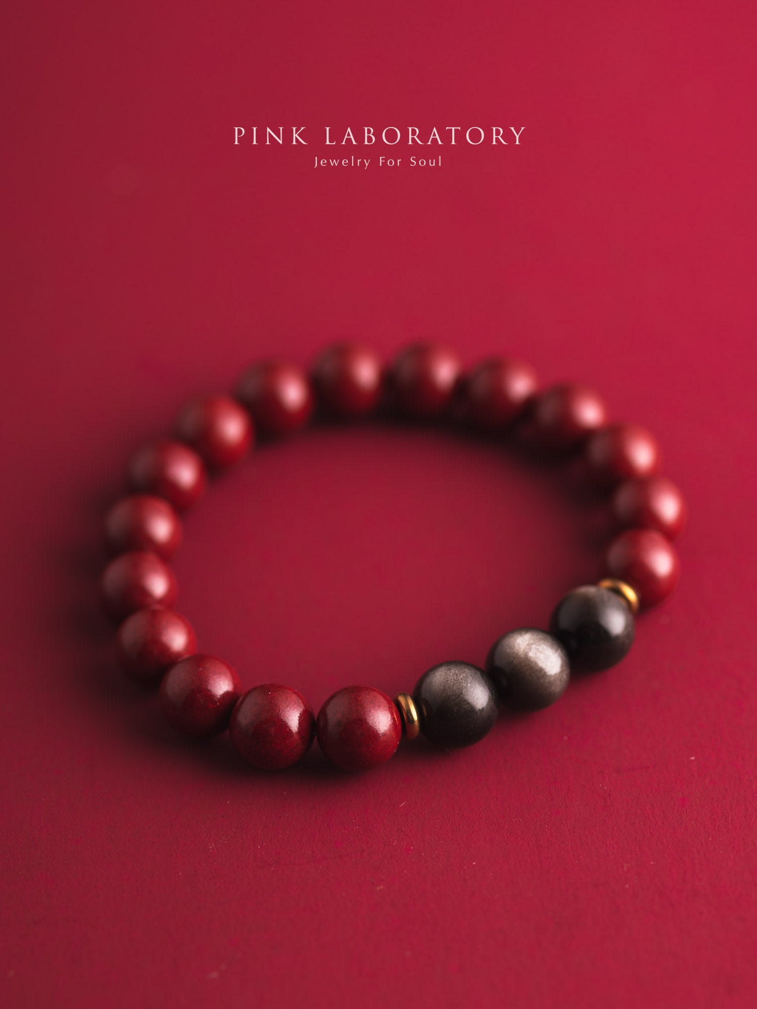 硃砂銀曜石手鍊 10mm