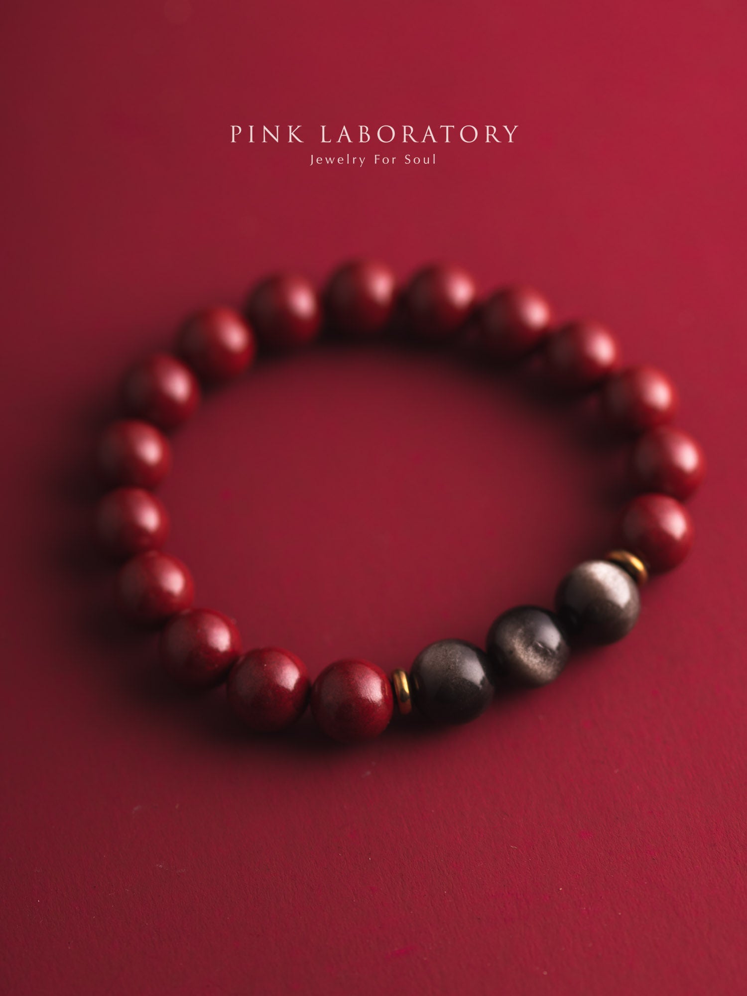 硃砂銀曜石手鍊 10mm