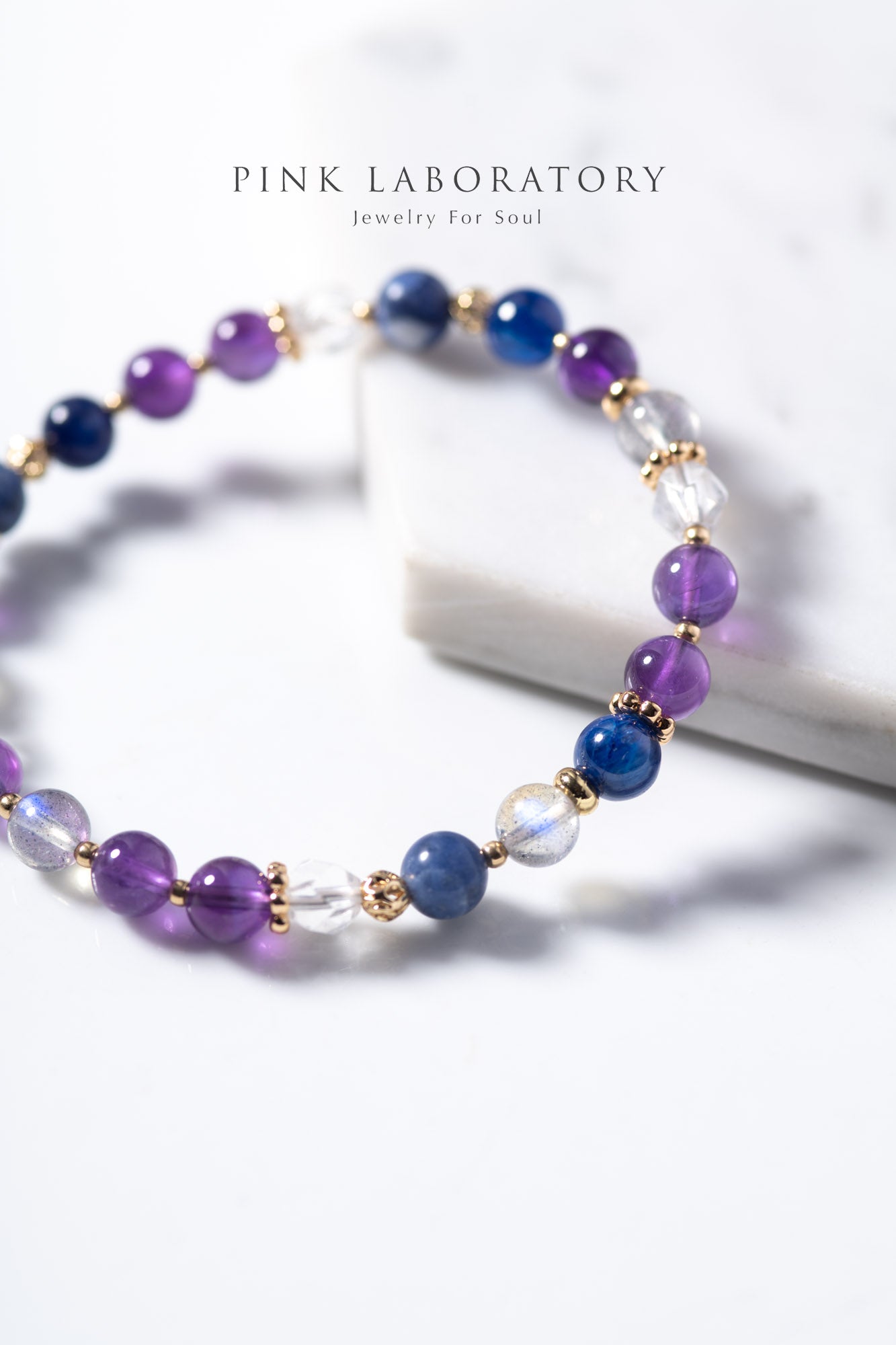 紫水晶藍晶石拉長石設計手鍊