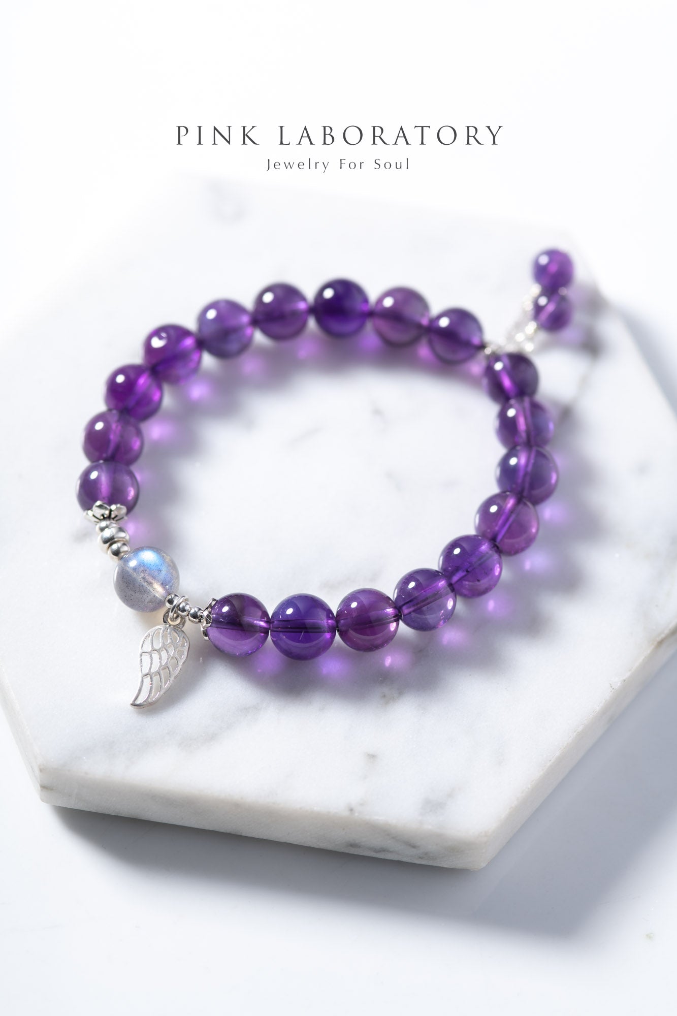 紫水晶拉長石925純銀手鍊