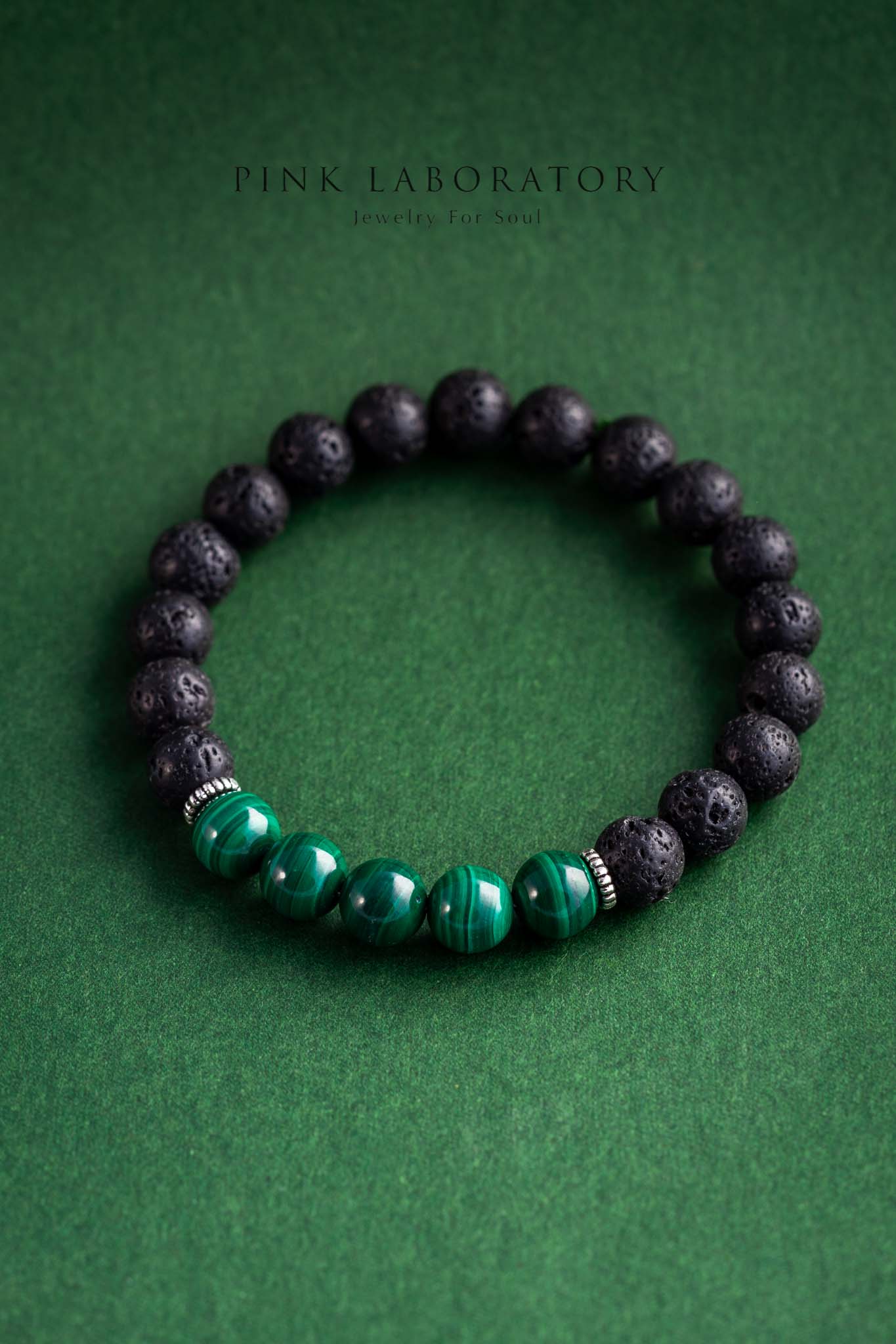 孔雀石火山石手鍊