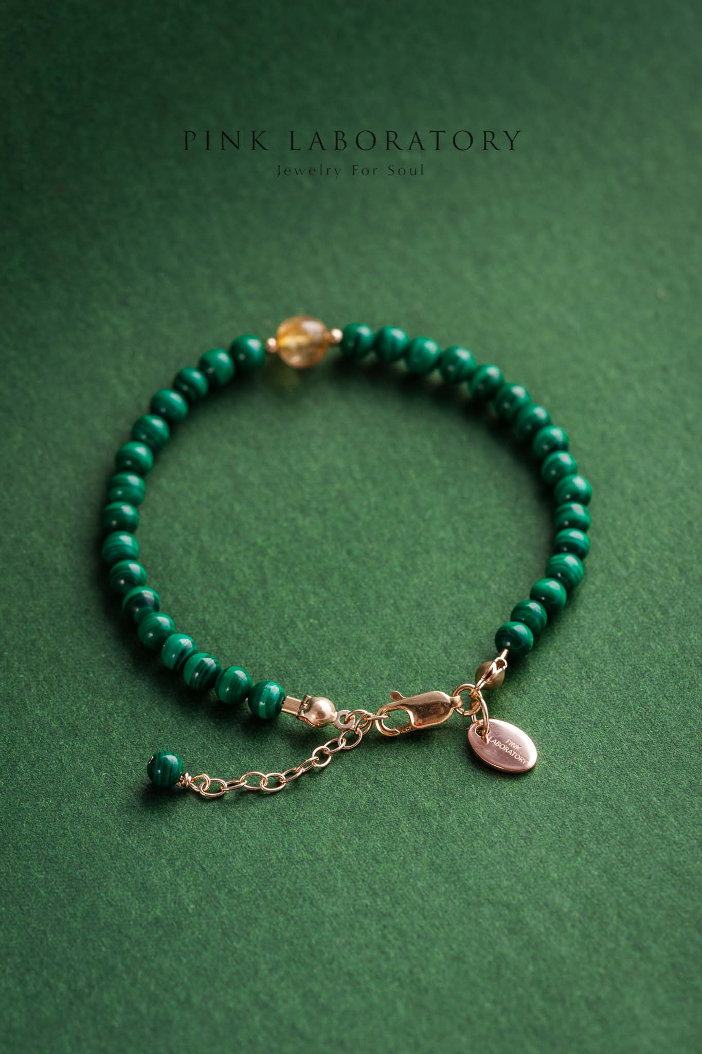 孔雀石金髮晶手鍊