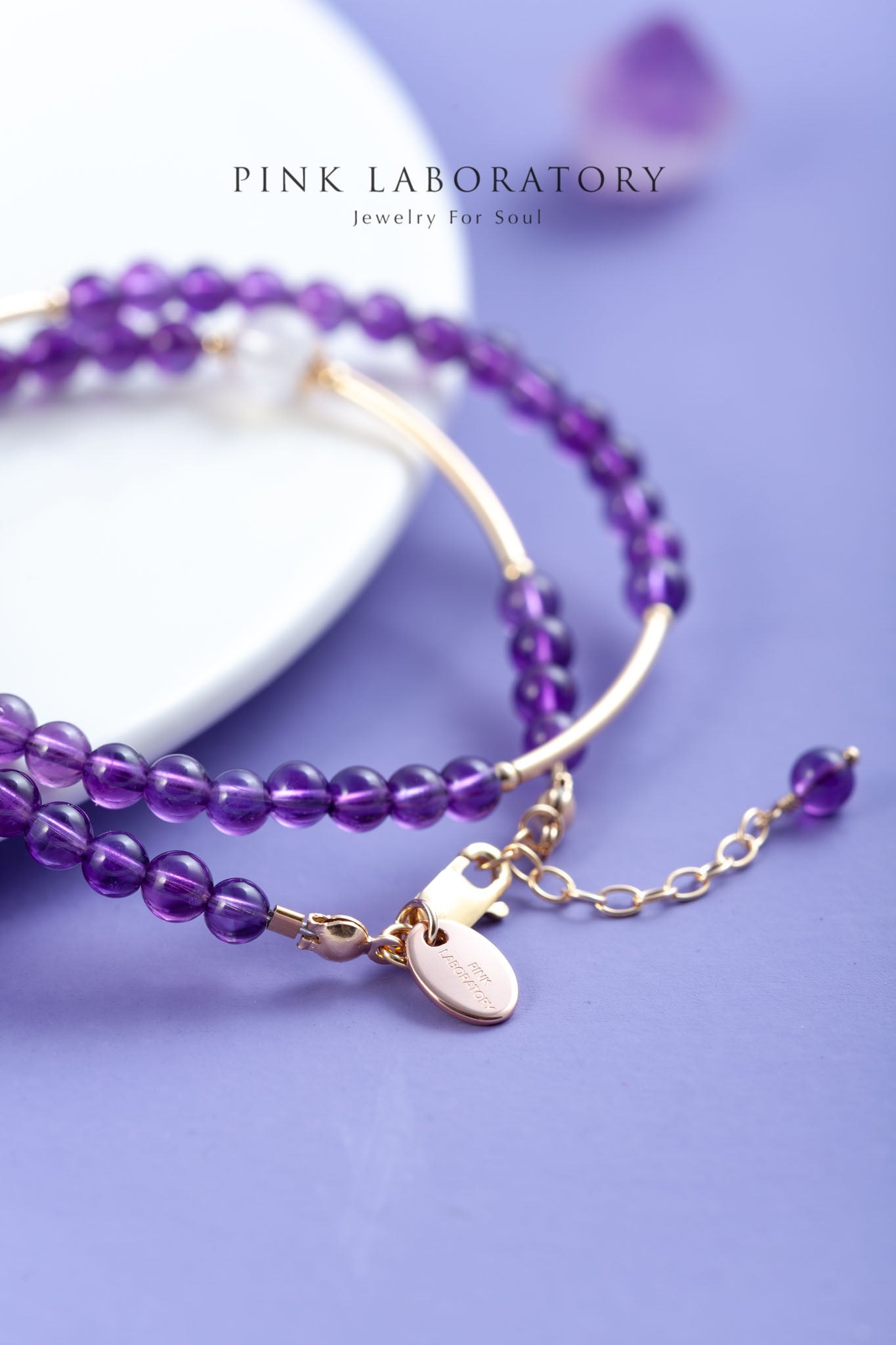 紫水晶月光石14k包金手鍊