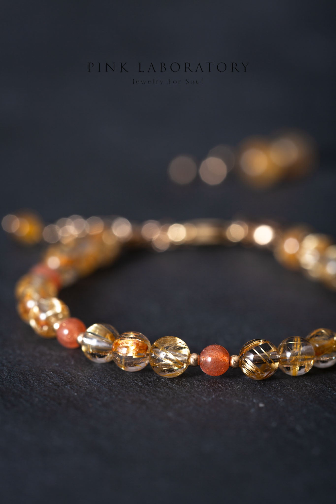 金鈦晶金太陽石14KGF手鍊 6mm | 超聚財招財水晶金髮晶 5A