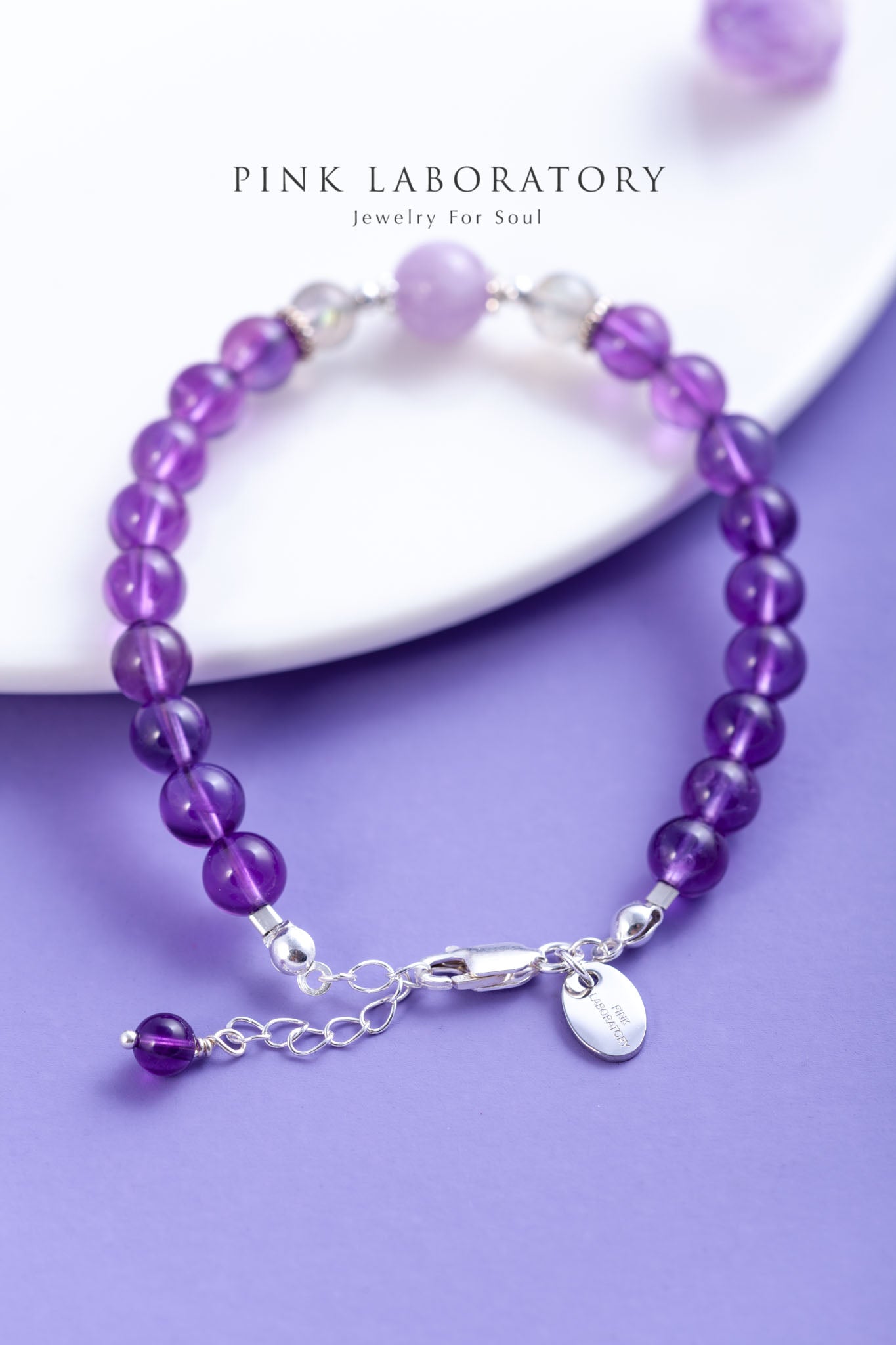 紫水晶拉長石925純銀手鍊