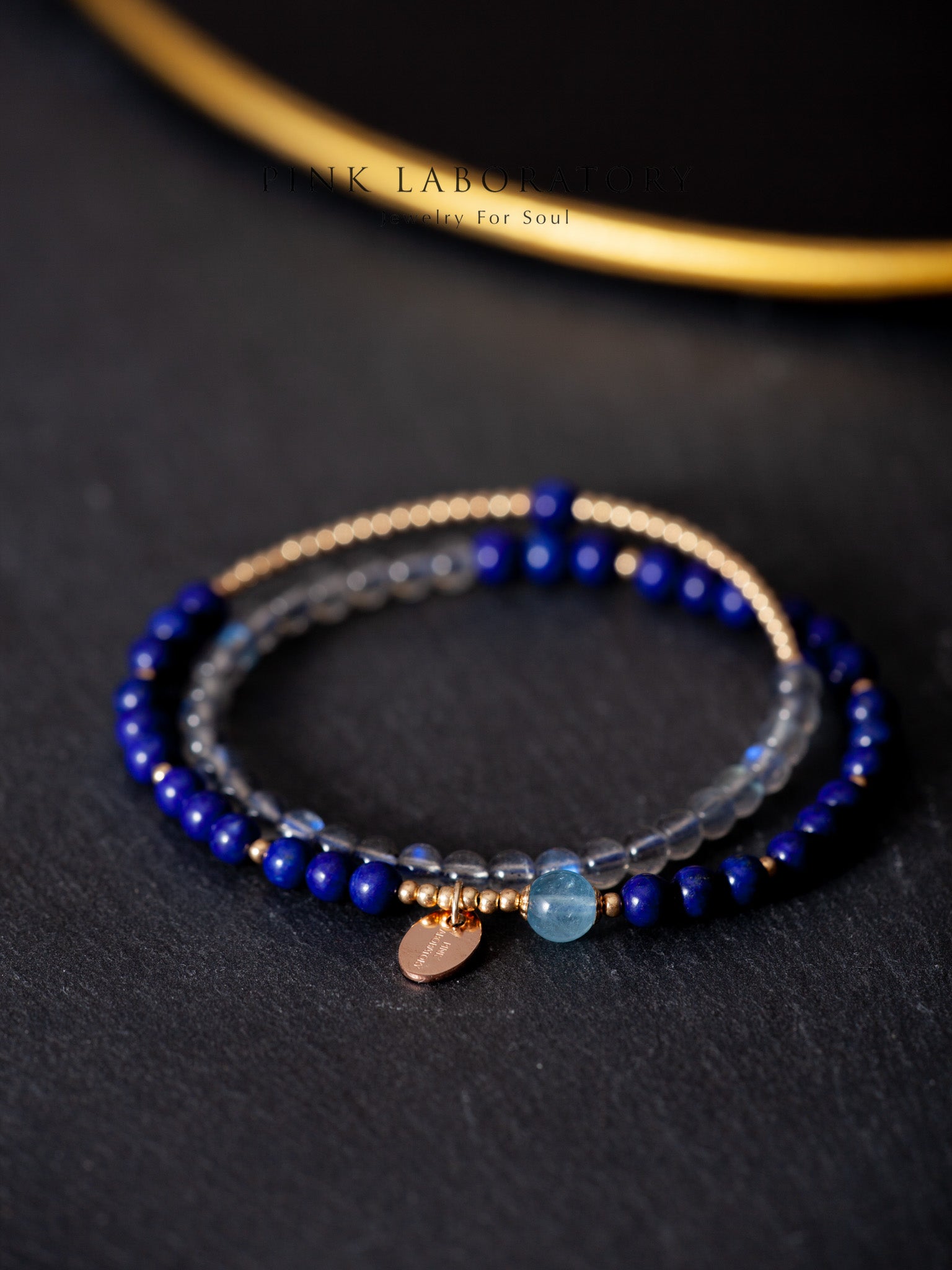 青金石拉長石14KGF兩圈手鍊