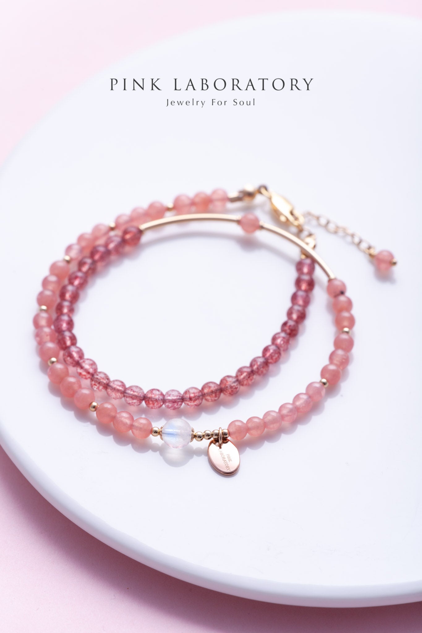 紅紋石 鴿血紅草莓晶14KGF手鍊