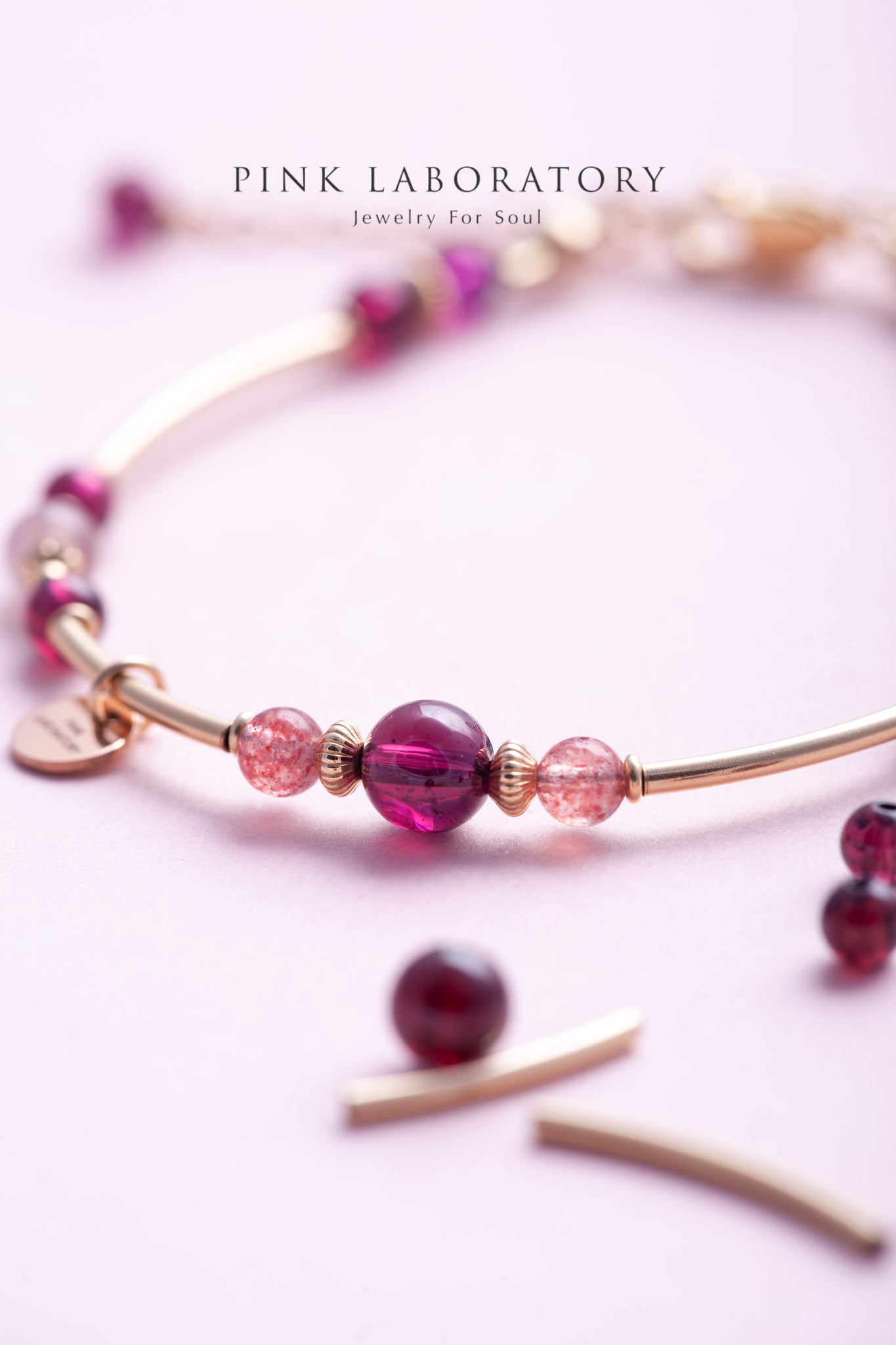 石榴石草莓晶14k包金手鍊