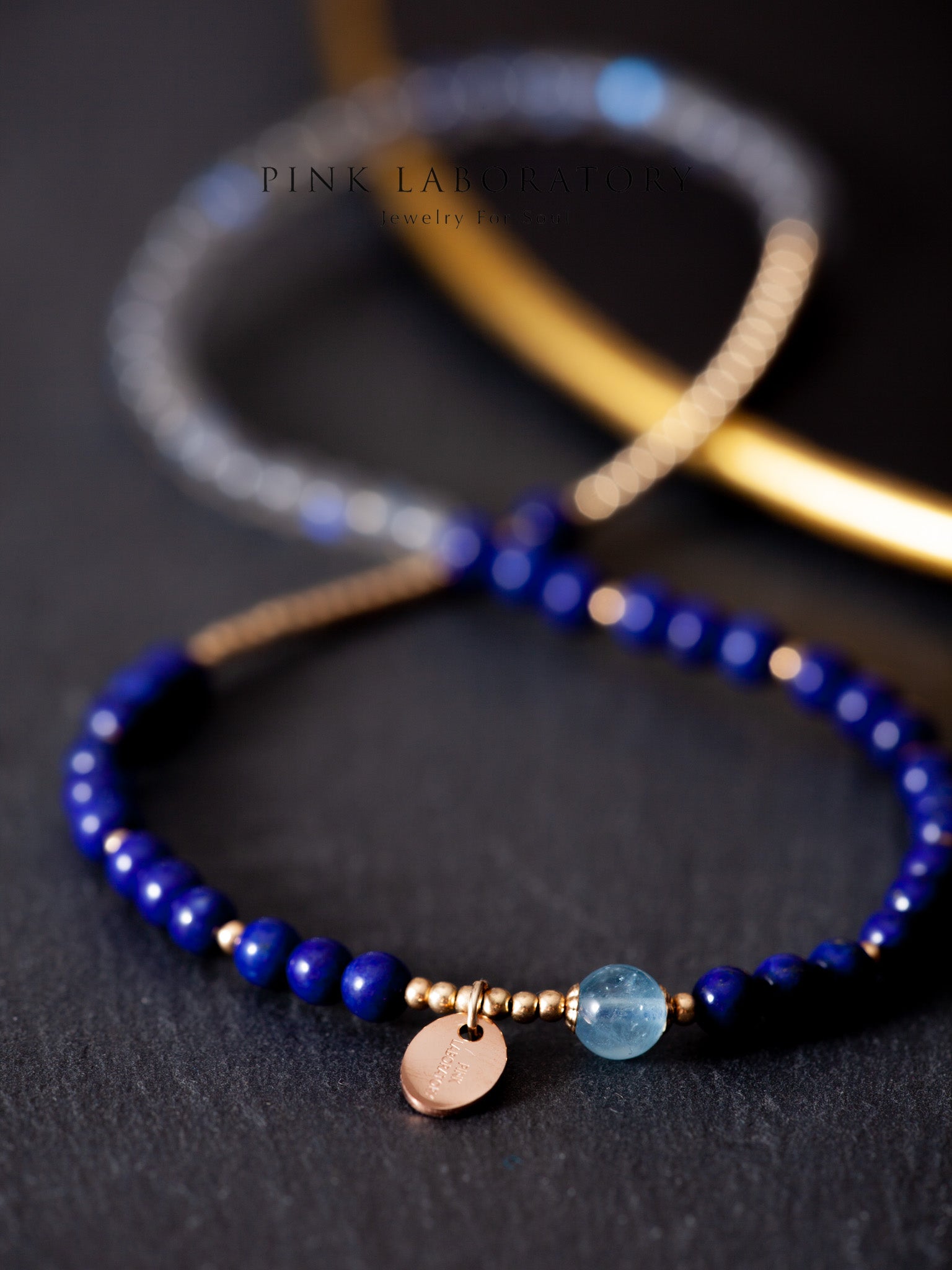 青金石拉長石14KGF兩圈手鍊