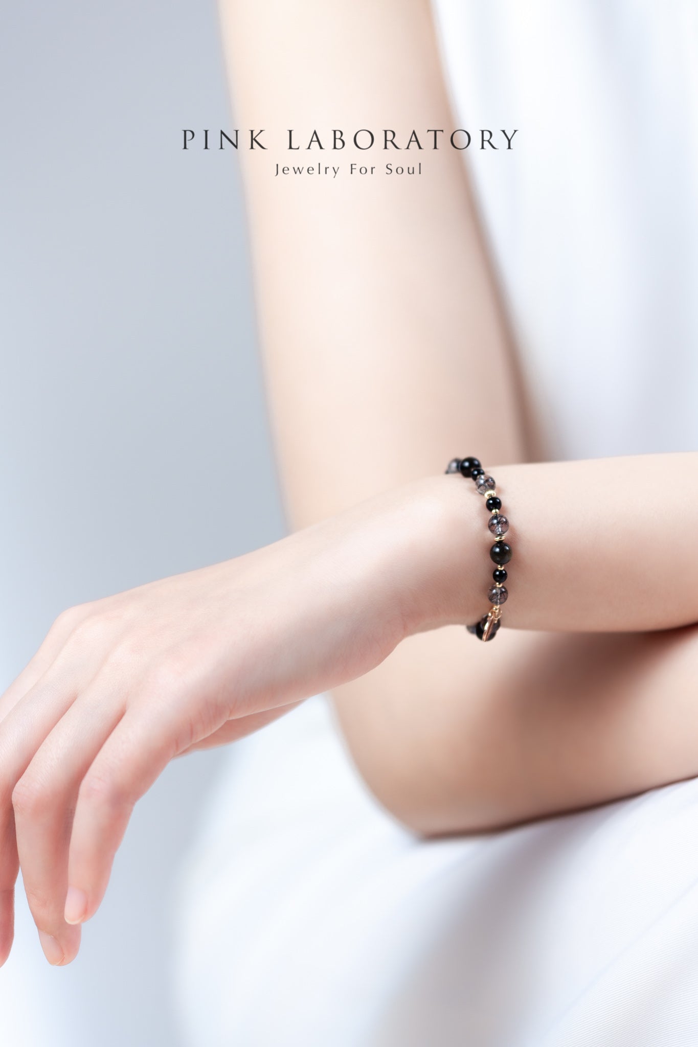 黑髮晶黑曜石14KGF混搭手鍊