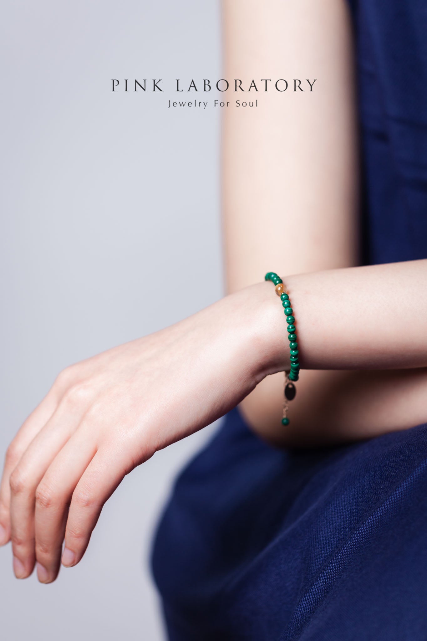 孔雀石金髮晶手鍊