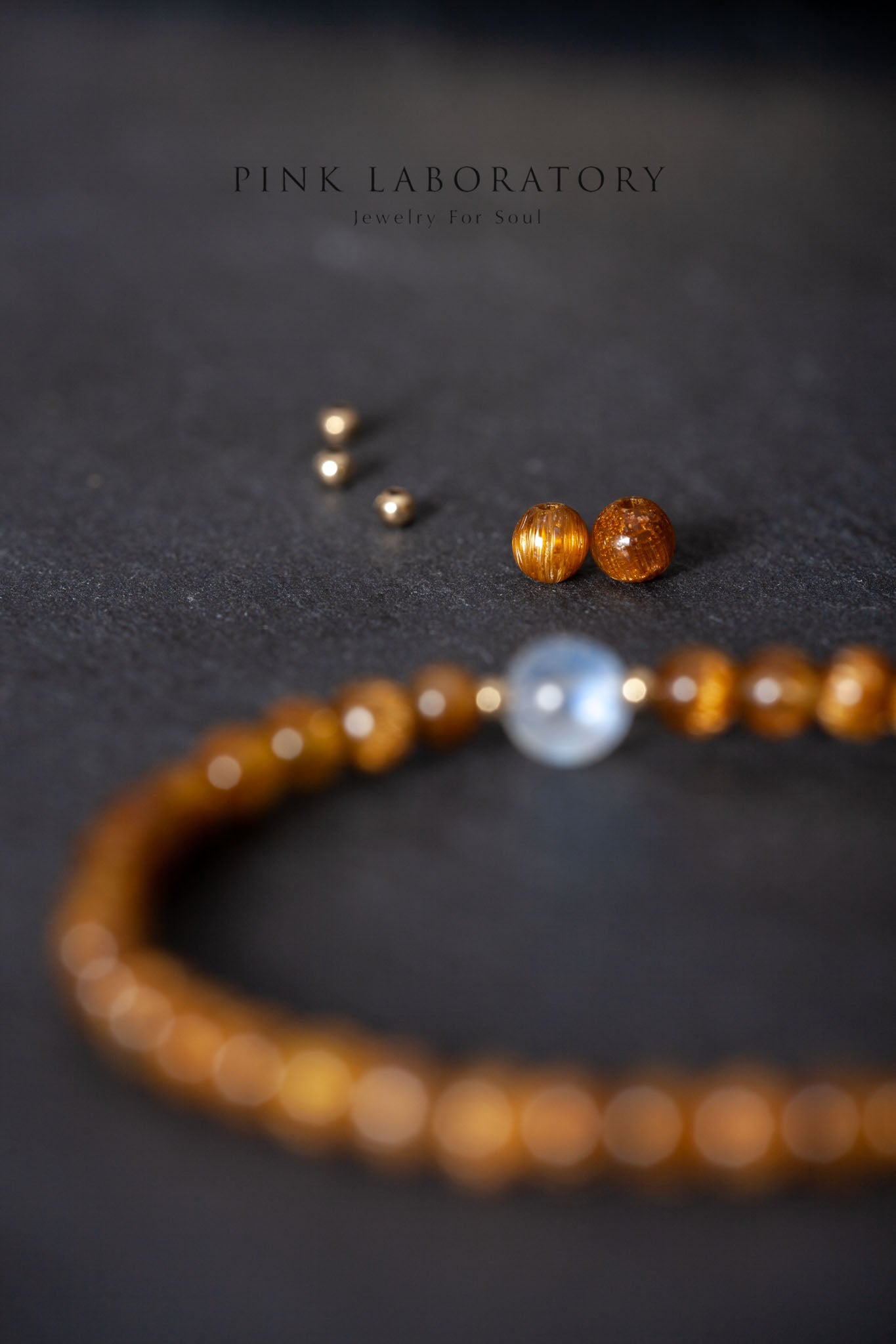 銅鈦晶月光石14k包金手鍊