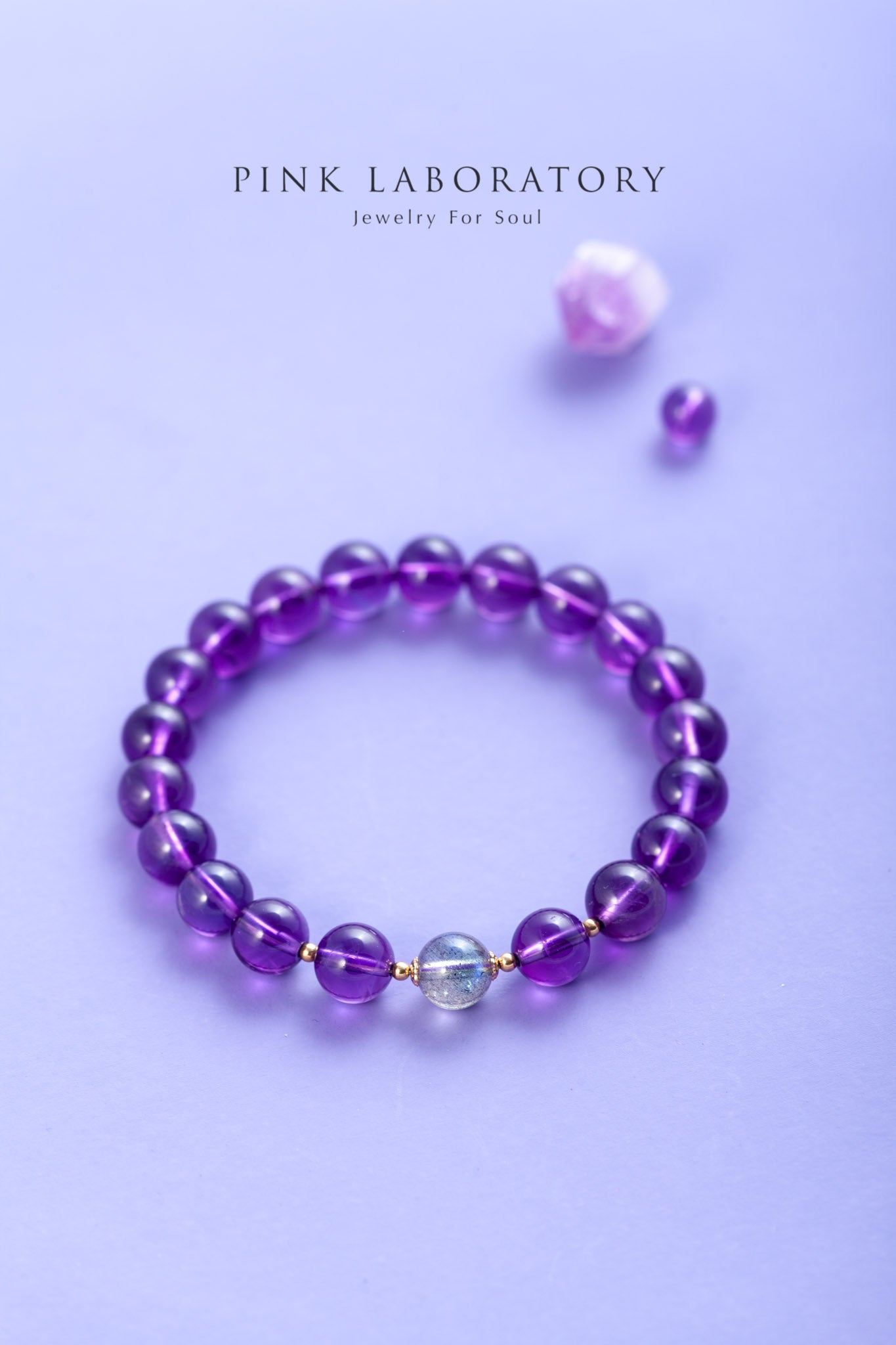 紫水晶拉長石14k包金手鍊