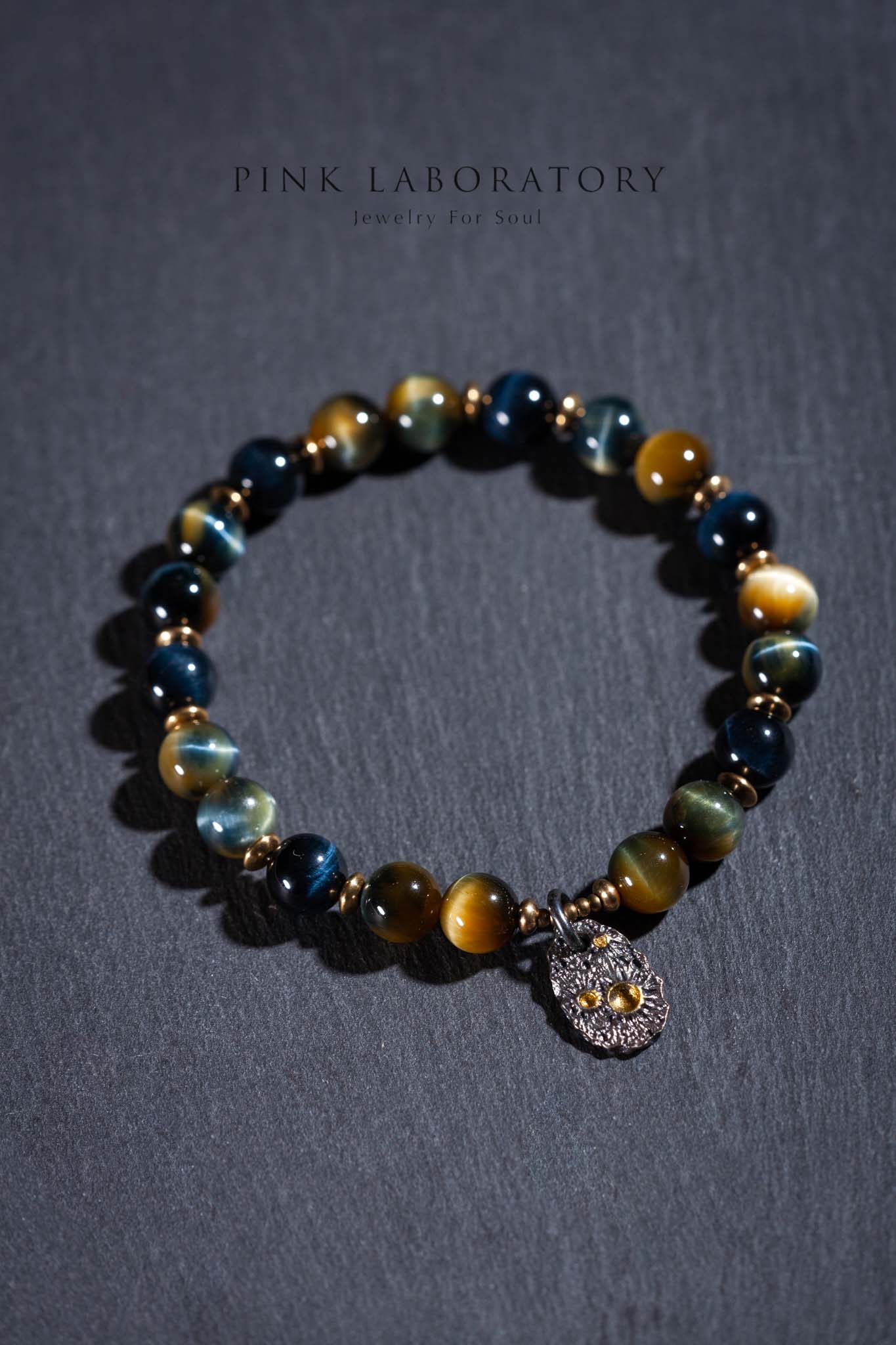 黃藍虎眼石藍虎眼石黃銅手鍊